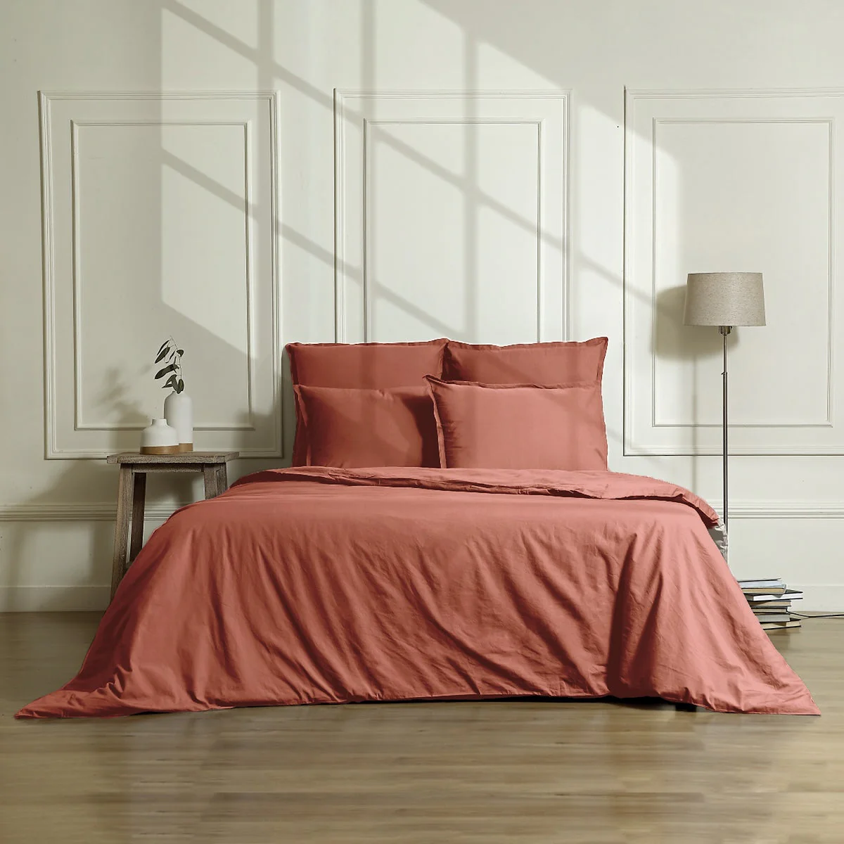Parure + Taies - Satin Lavé De Coton Bio - Terracotta - Gaia - Image 5