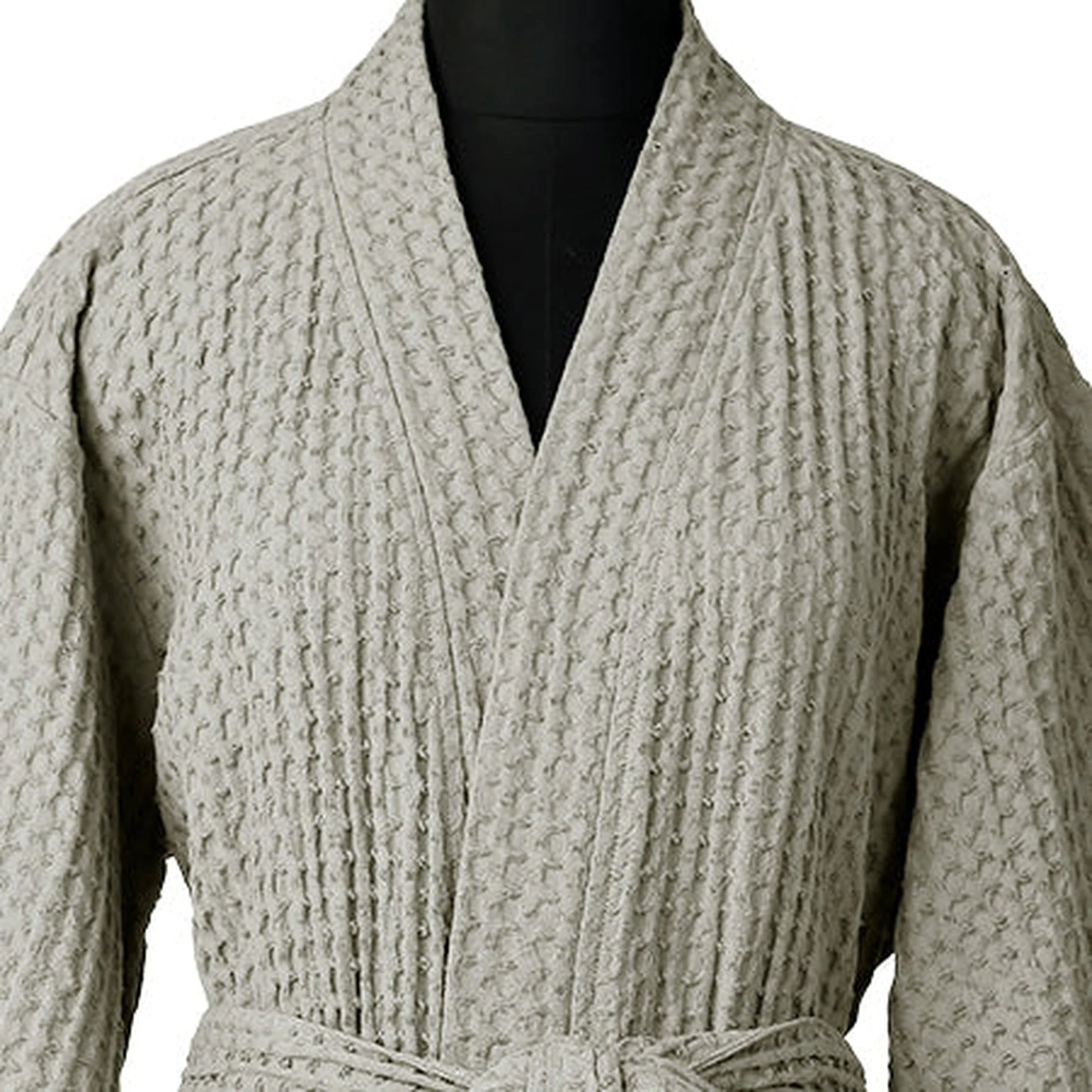 Peignoir Kimono - Coton Gaufré - Grège - Daria - Image 3