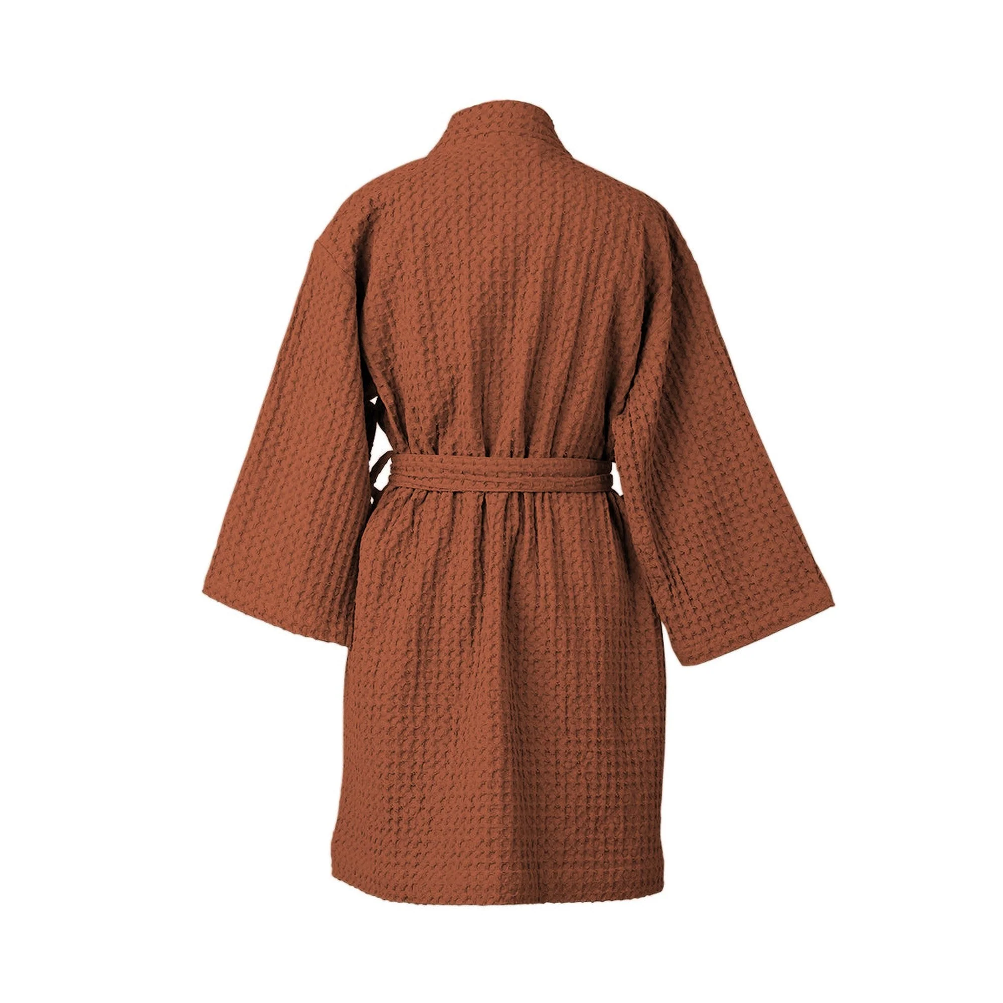 Peignoir Kimono - Coton Gaufré - Rouge Toscane - Daria - Image 2