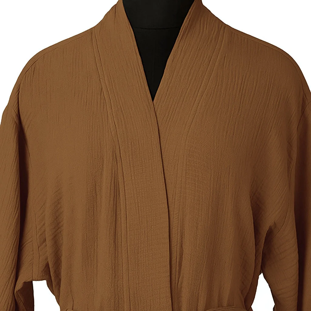 Peignoir Kimono - Gaze De Coton - Noisette - Carla - Image 3