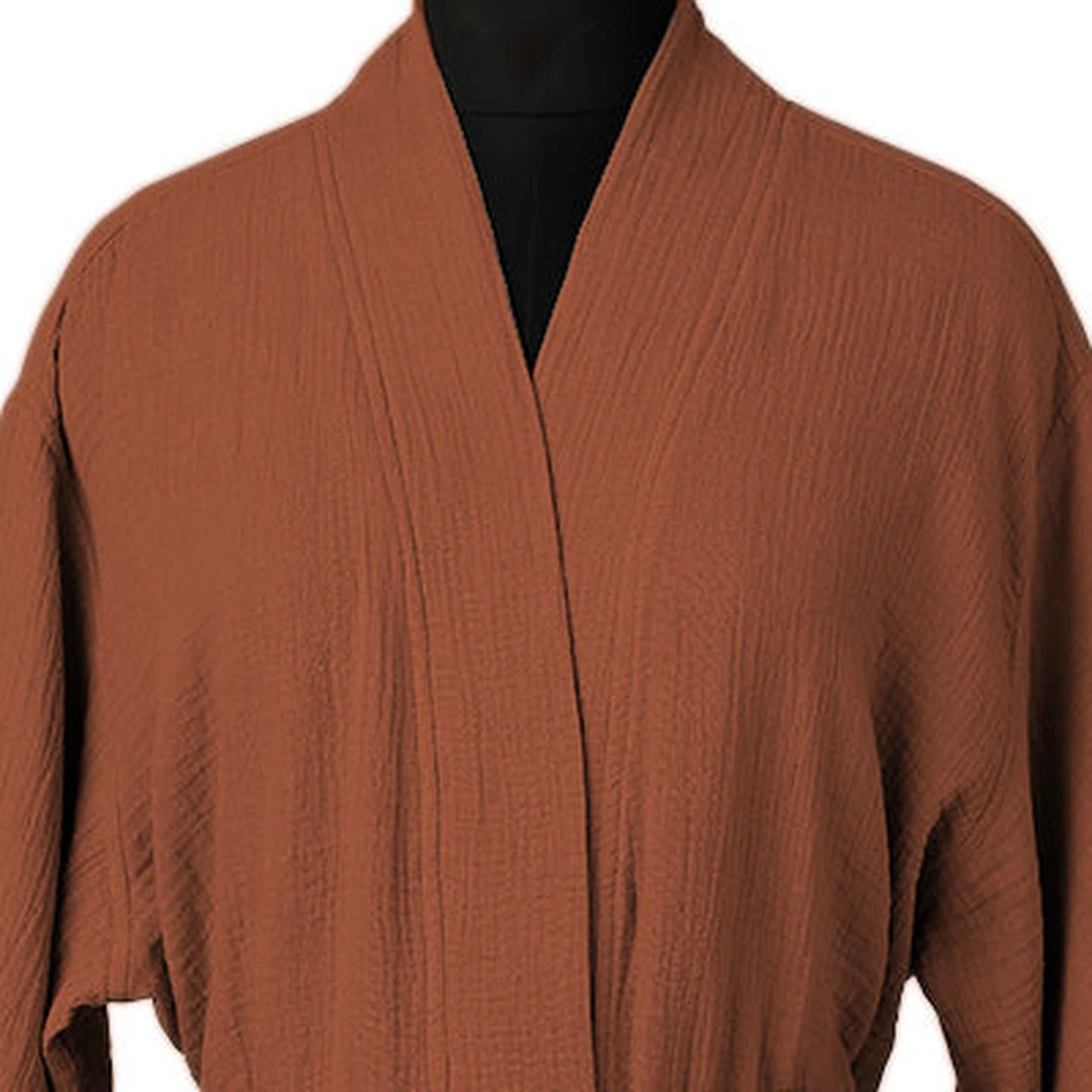 Peignoir Kimono - Gaze De Coton - Rouge Toscane - Carla - Image 3