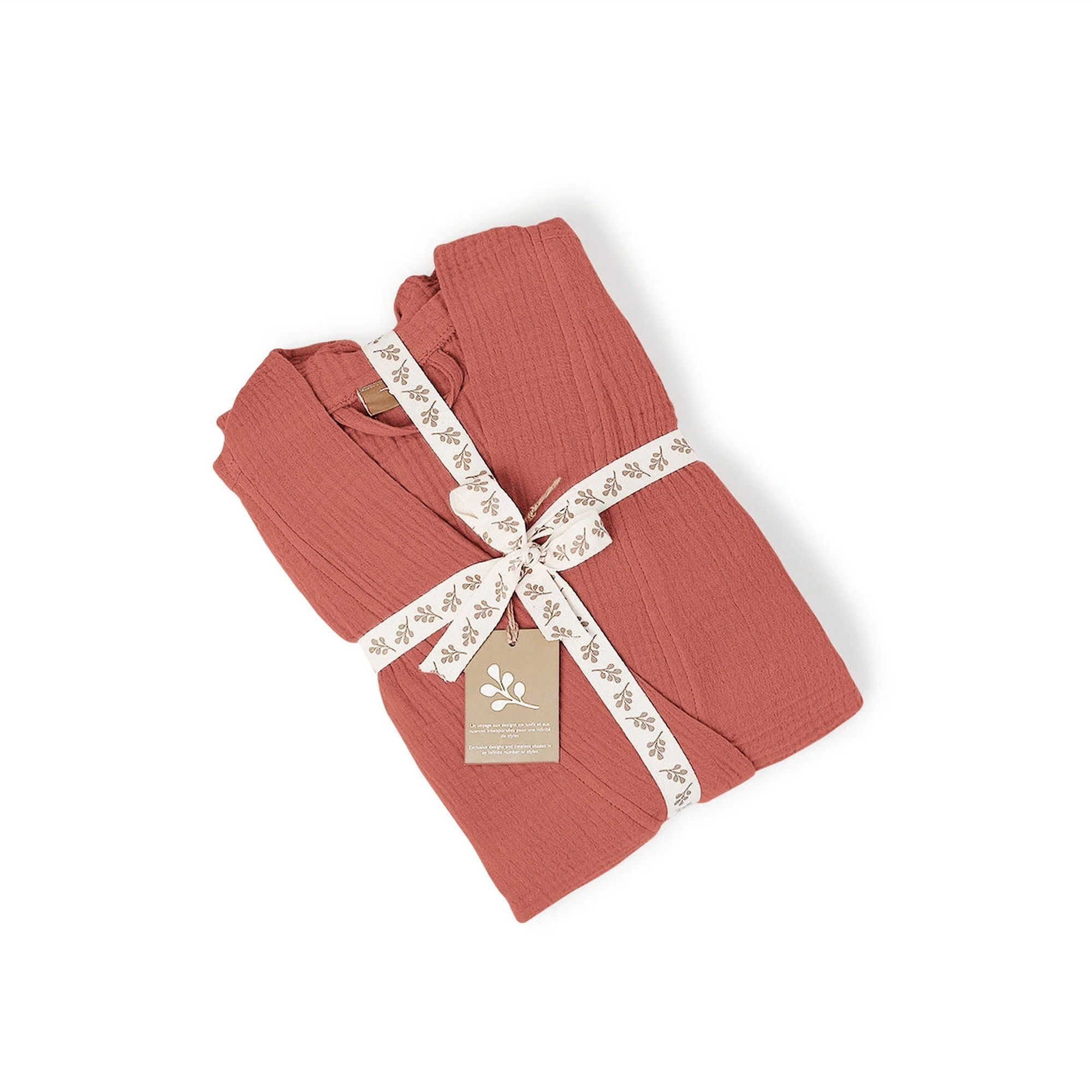 Peignoir Kimono - Gaze De Coton - Rouge Toscane - Carla - Image 4
