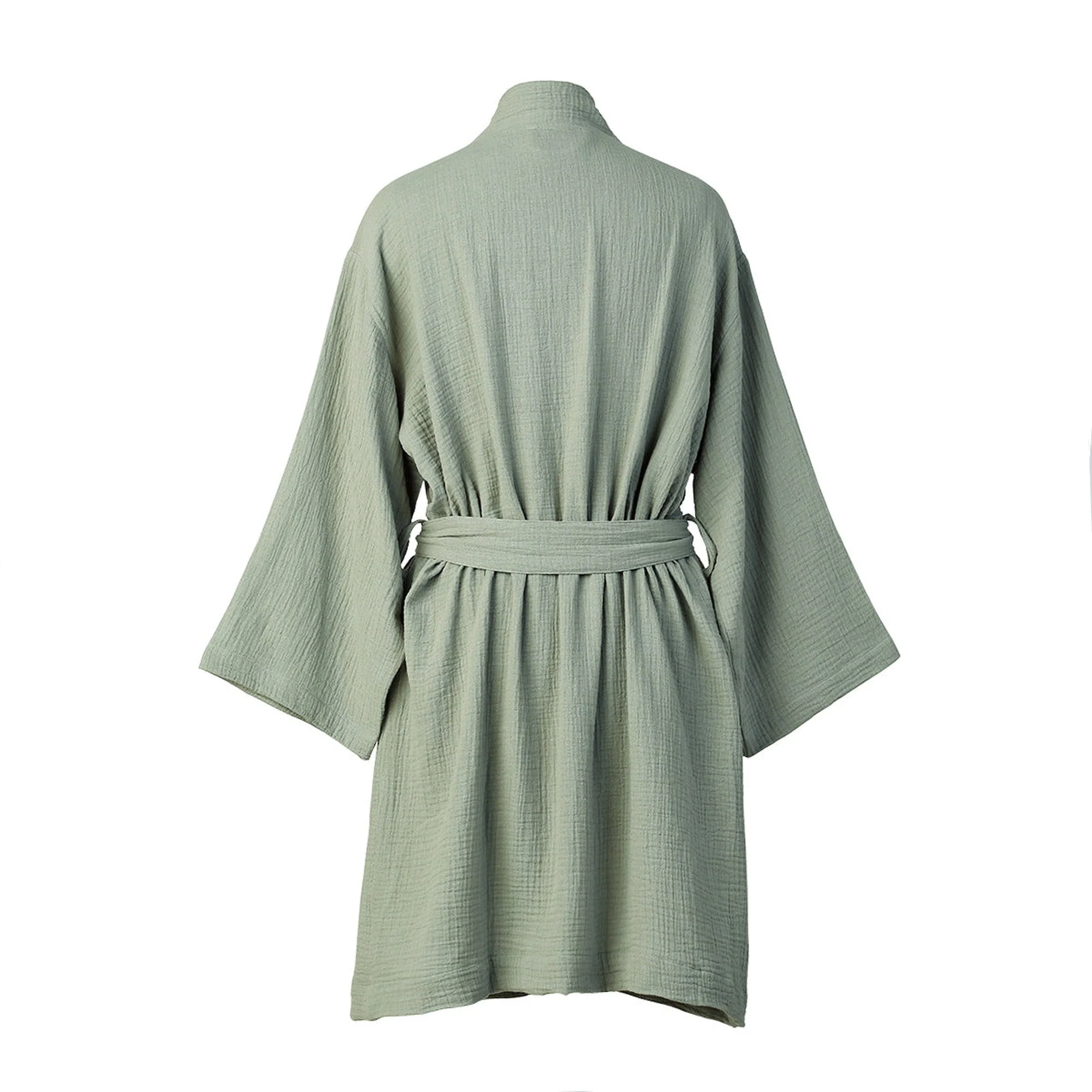 Peignoir Kimono - Gaze De Coton - Vert Céladon - Carla - Image 2
