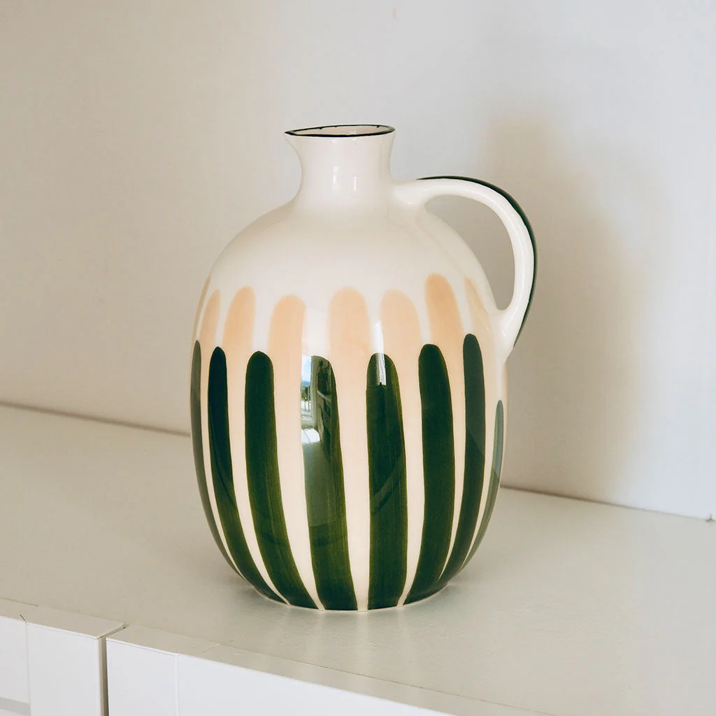 Pichet En Céramique - Rayure Vert/Beige - Image 4