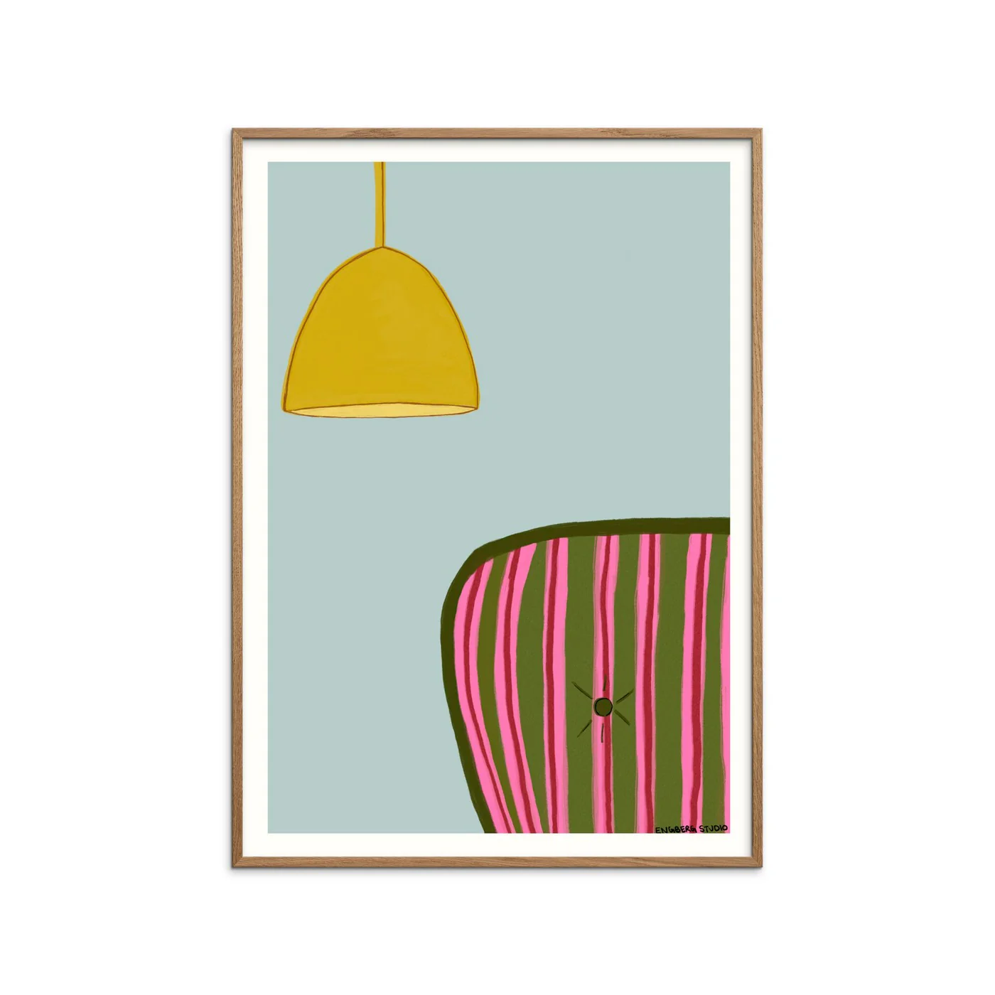 Engberg Studio - Striped Couch With A Yellow Lamp - Image 2