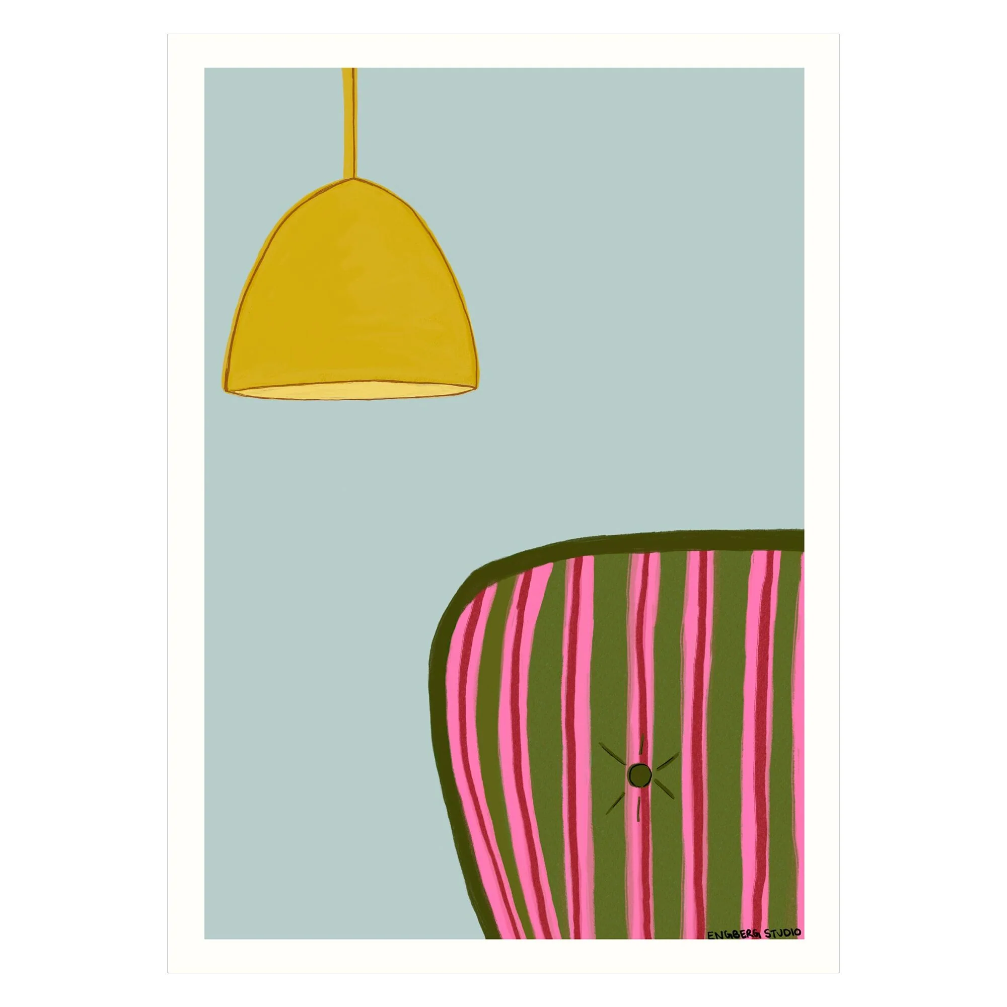 Engberg Studio - Striped Couch With A Yellow Lamp - Image 3