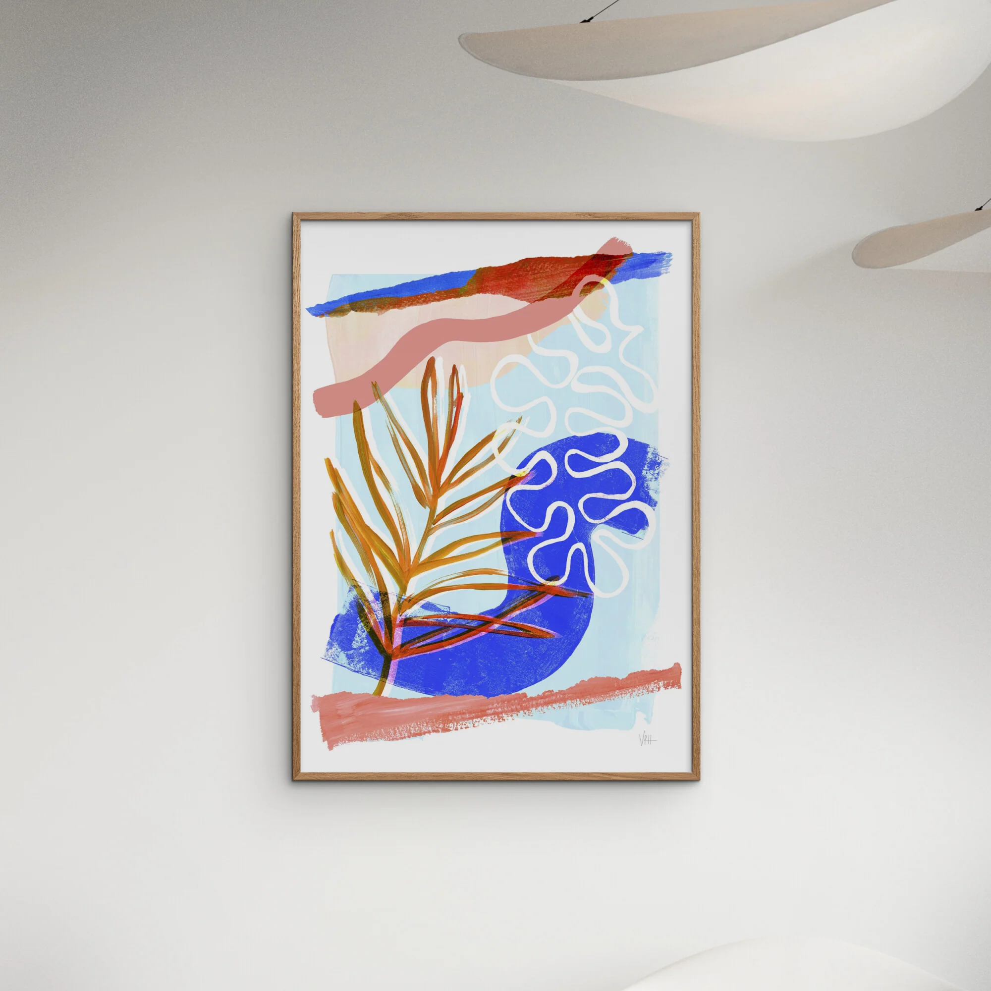 Violets Print House - Blue And Orange Abstract Leaf Collage 2 - Image 4
