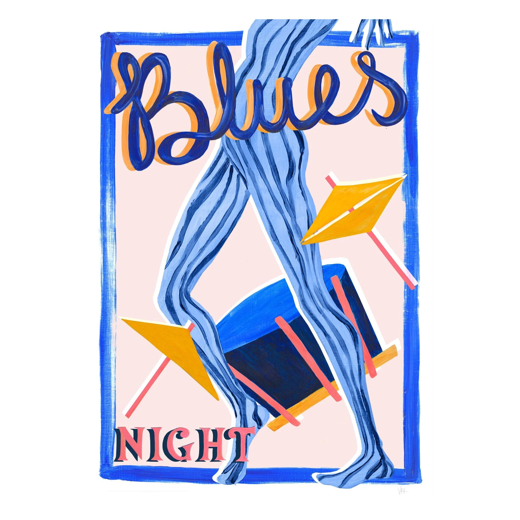 Violets Print House - Blues Night-Blue And Pink Music Print - Image 2