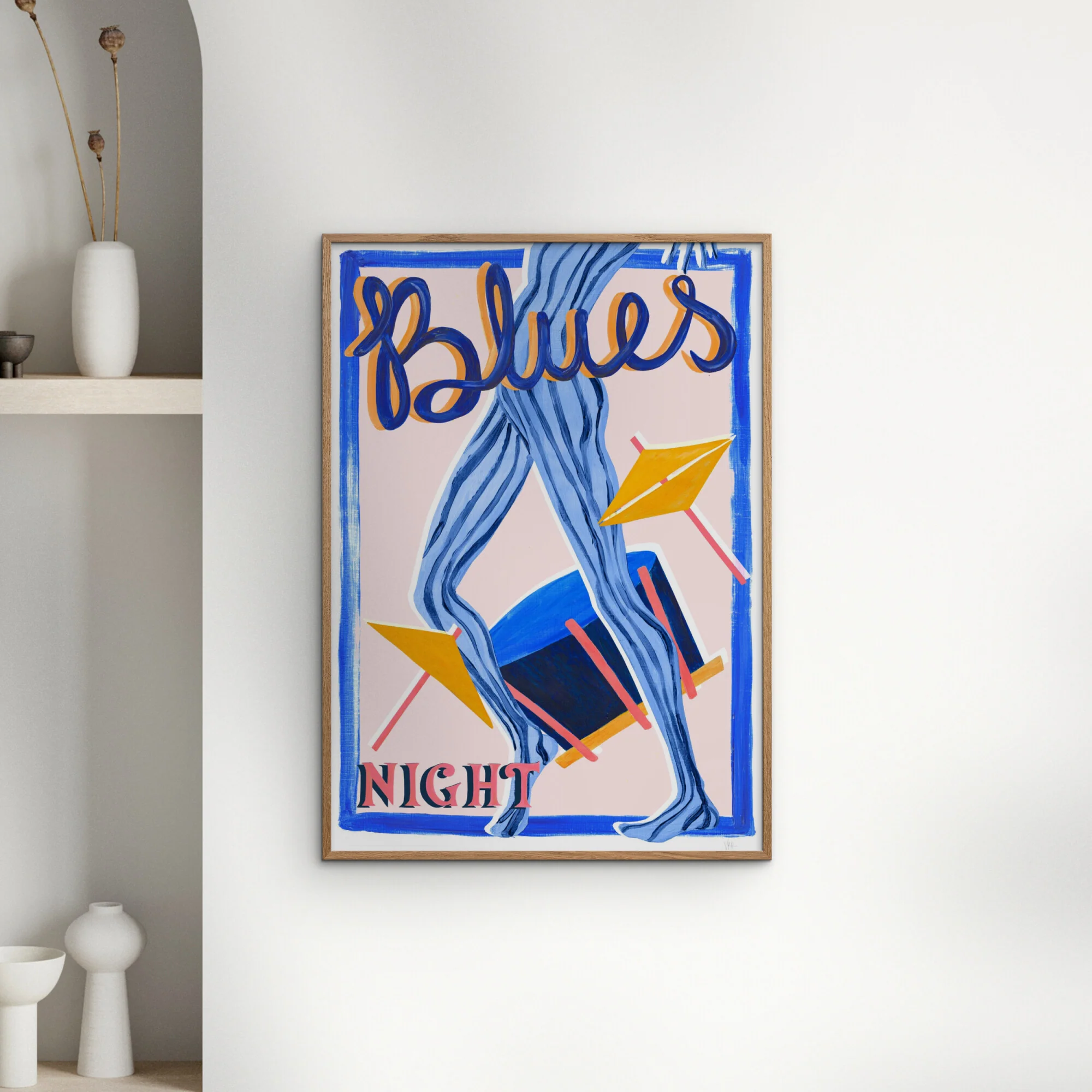 Violets Print House - Blues Night-Blue And Pink Music Print - Image 4