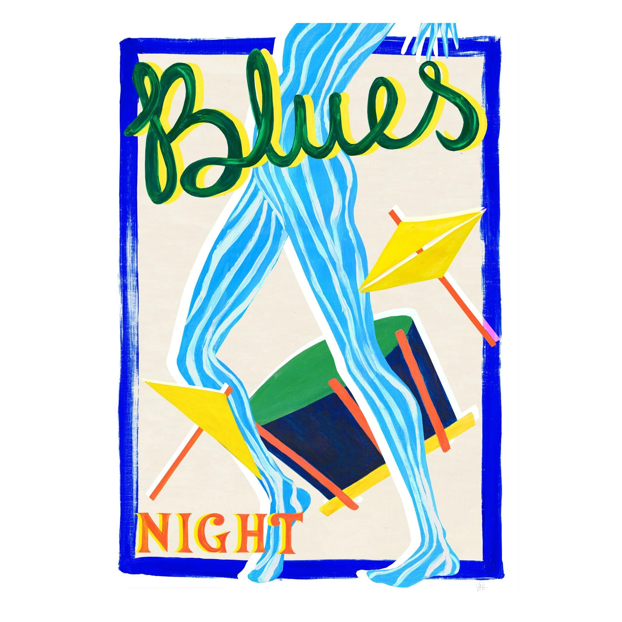 Violets Print House - Blues Night Blue Green And Yellow Music Print - Image 2