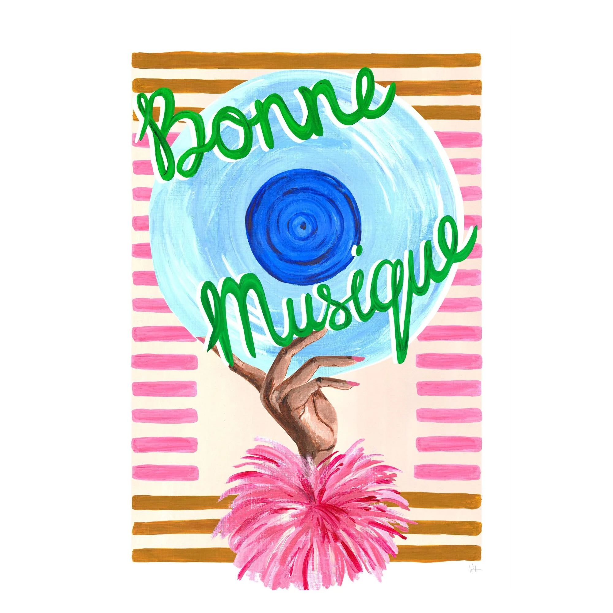 Violets Print House - Bonne Musique Pink And Green Music Print - Image 2