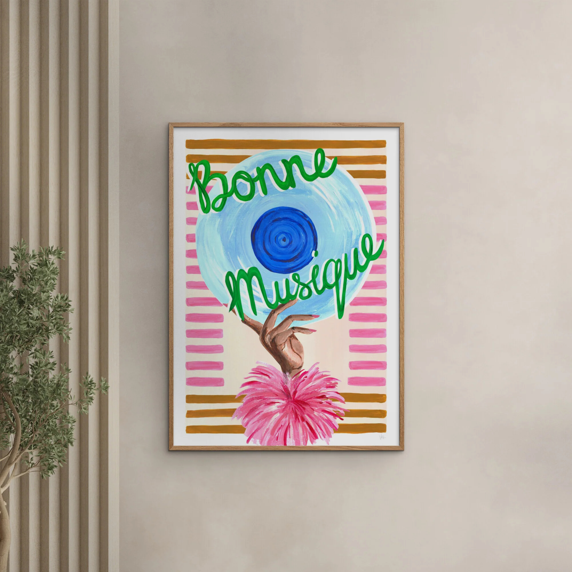 Violets Print House - Bonne Musique Pink And Green Music Print - Image 4