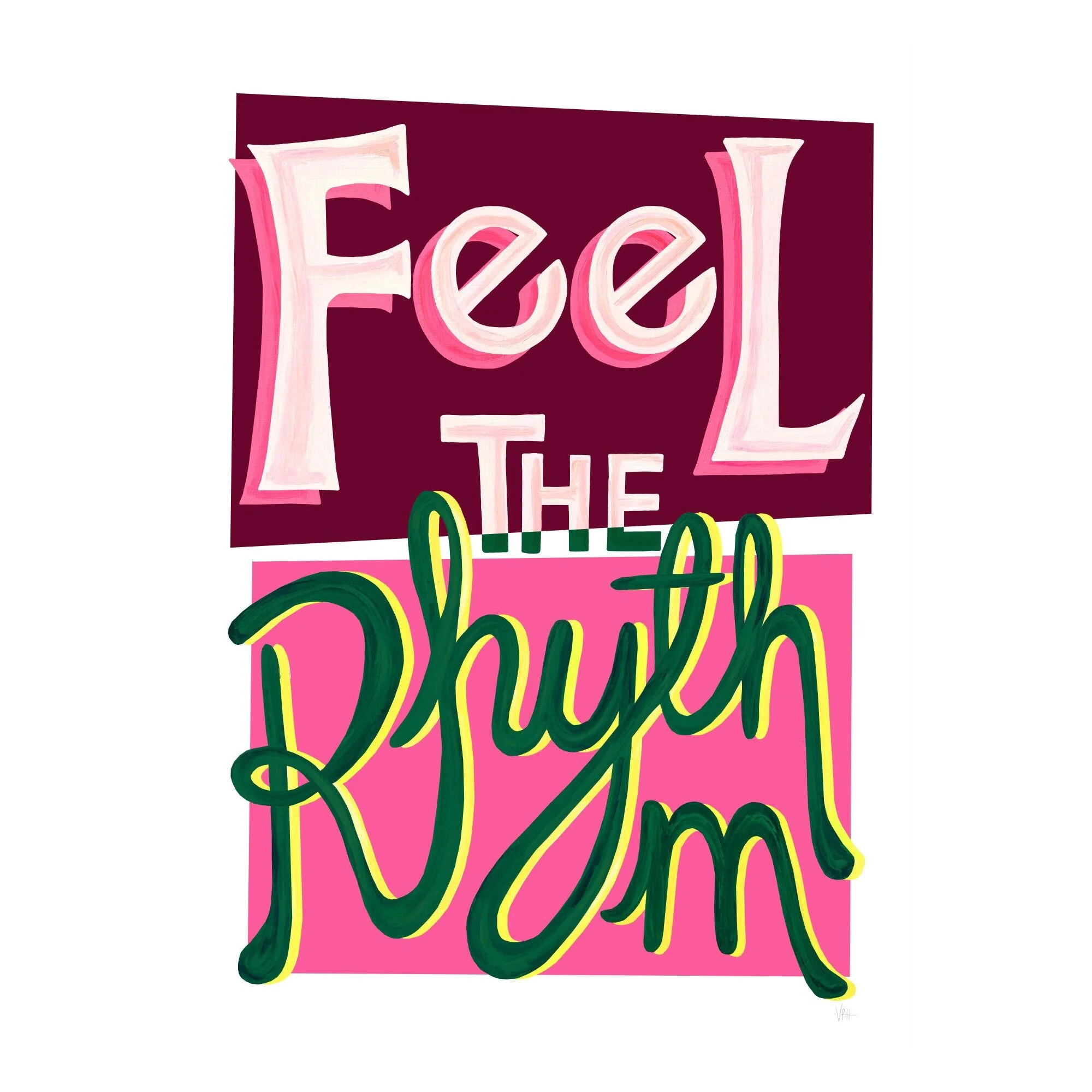 Violets Print House - Feel The Rhythm Pink And Green Music Print - Image 2