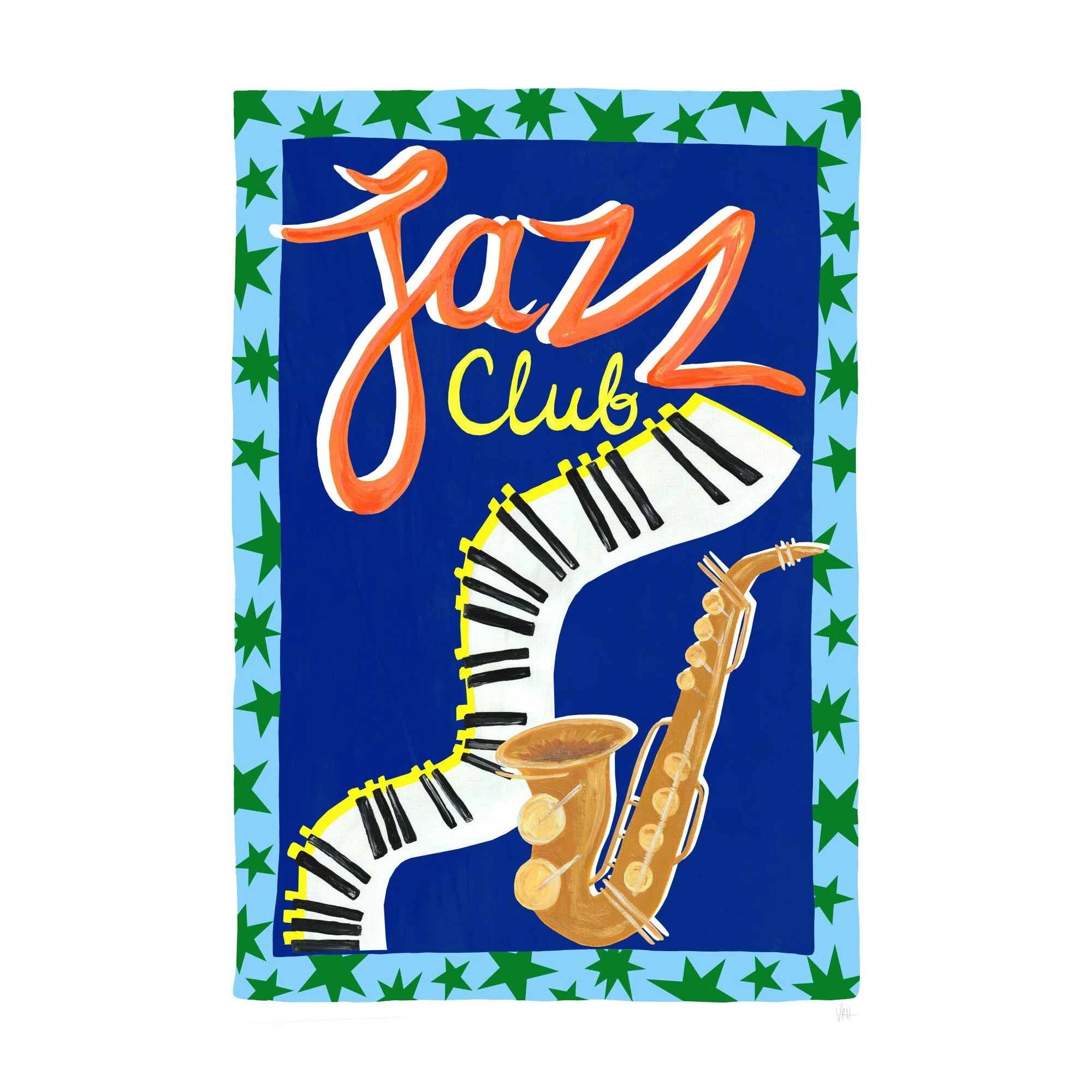Violets Print House - Jazz Club Blue And Orange Music Print - Image 2