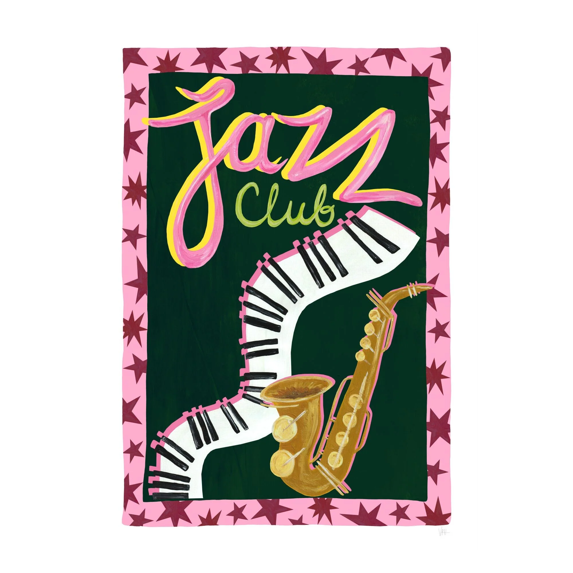 Violets Print House - Jazz Club Green And Pink Music Print - Image 2