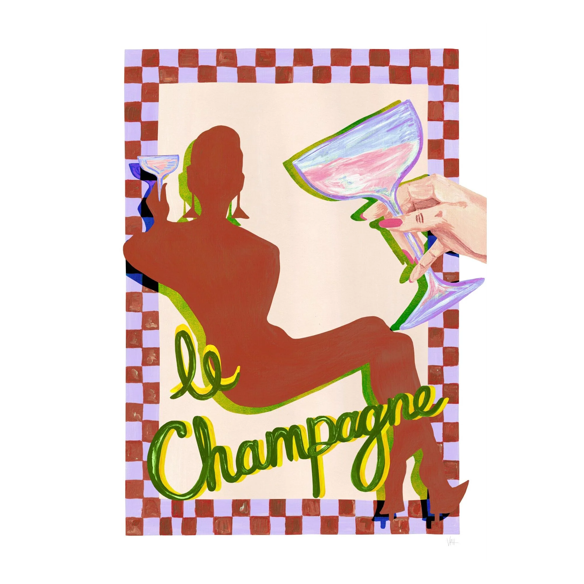 Violets Print House - Le Champagne Brown And Purple Cocktail Print - Image 2