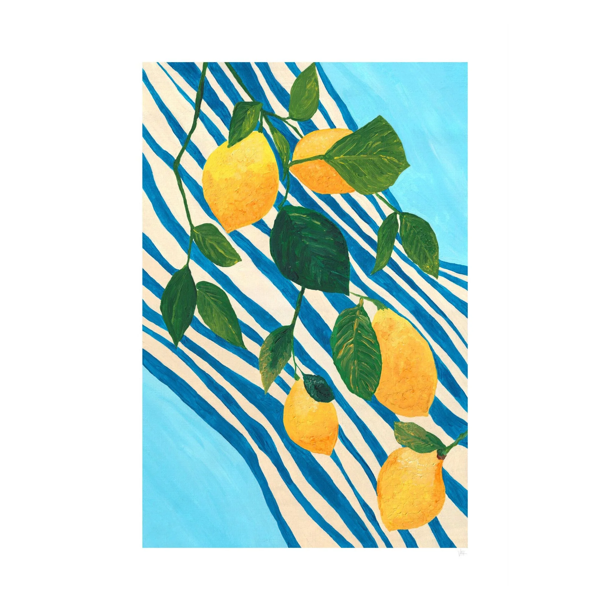 Violets Print House - Lemons On A Striped Towel - Image 2