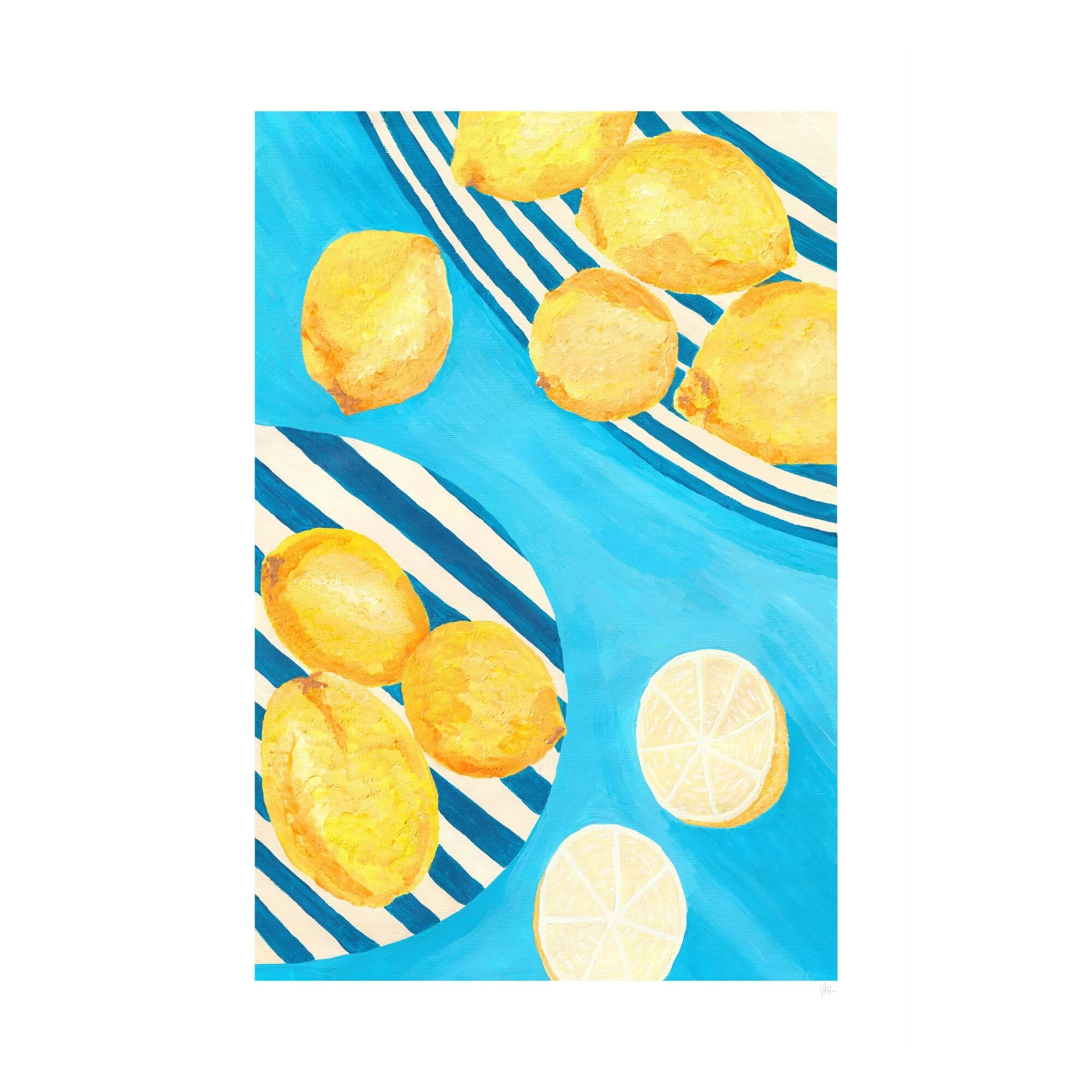Violets Print House - Lemons On Striped Plates - Image 2