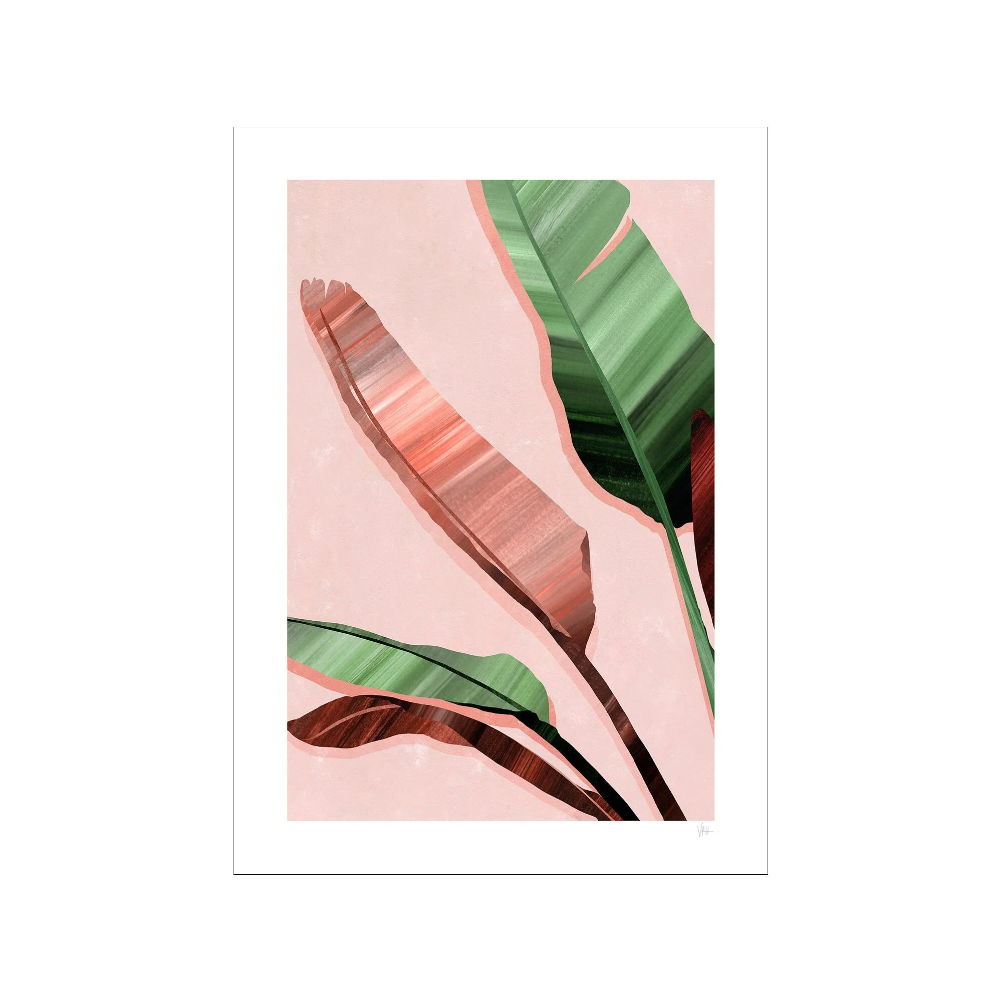 Violets Print House - Pink And Green Banana Leaves - Image 2
