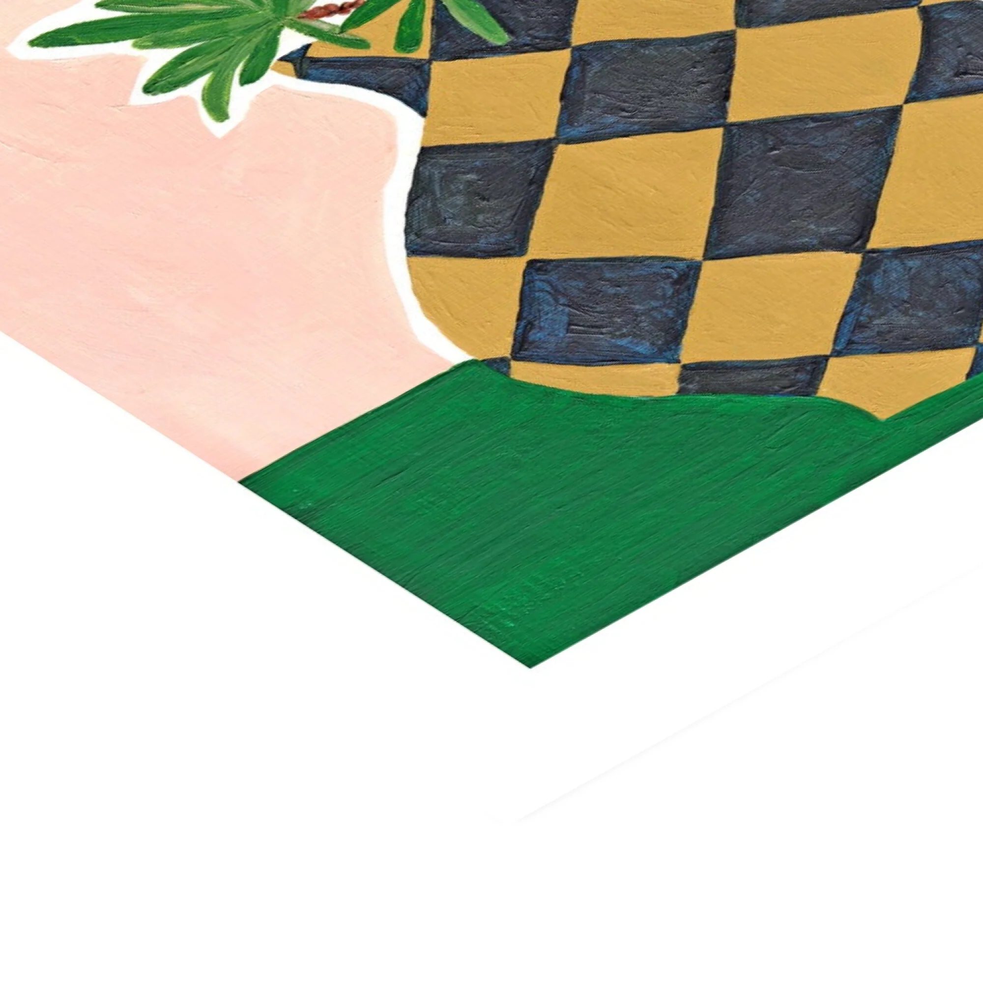 Violets Print House - Pink And Green Plant In Checked Vase - Image 3