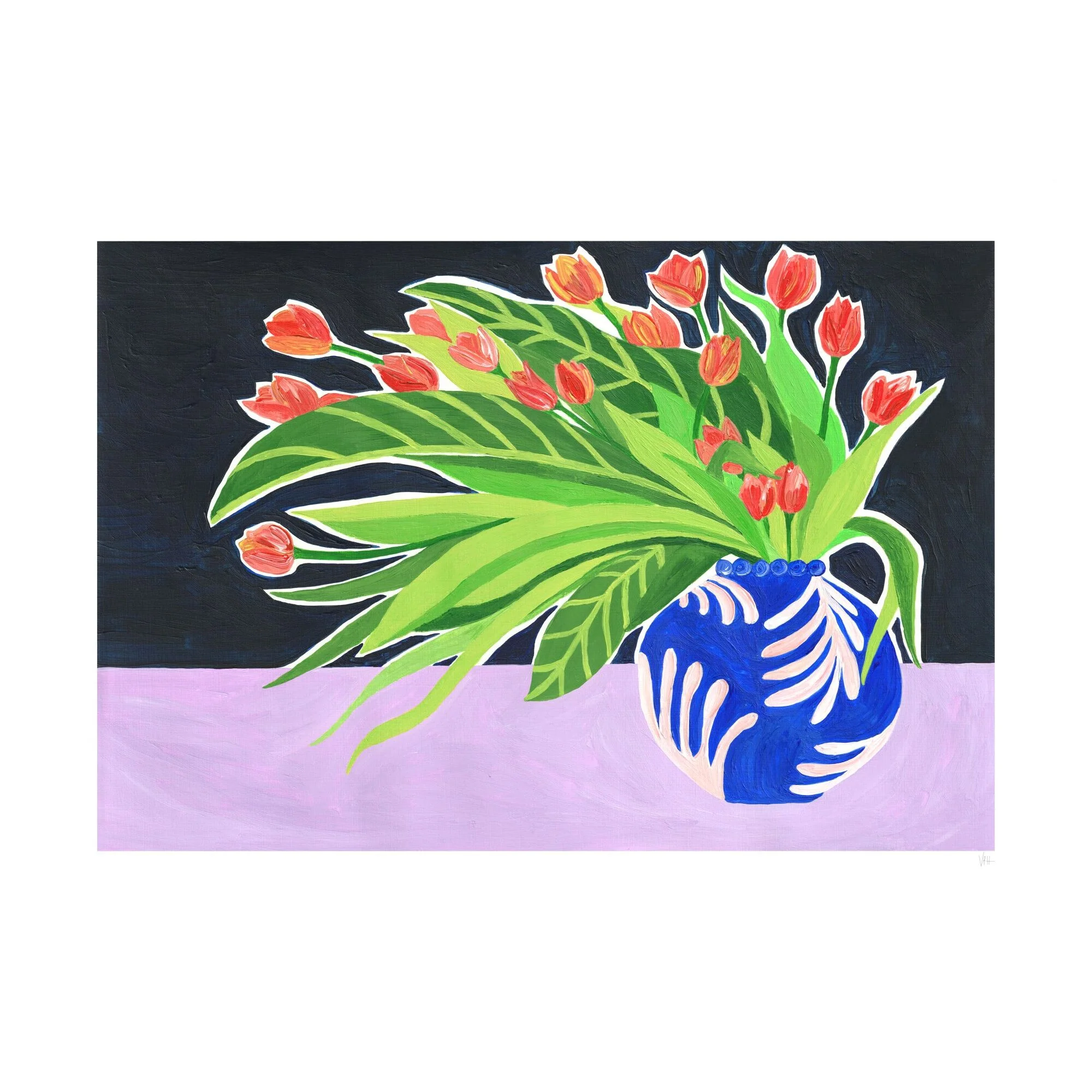 Violets Print House - Vase Of Leafy Green Tulips - Image 2