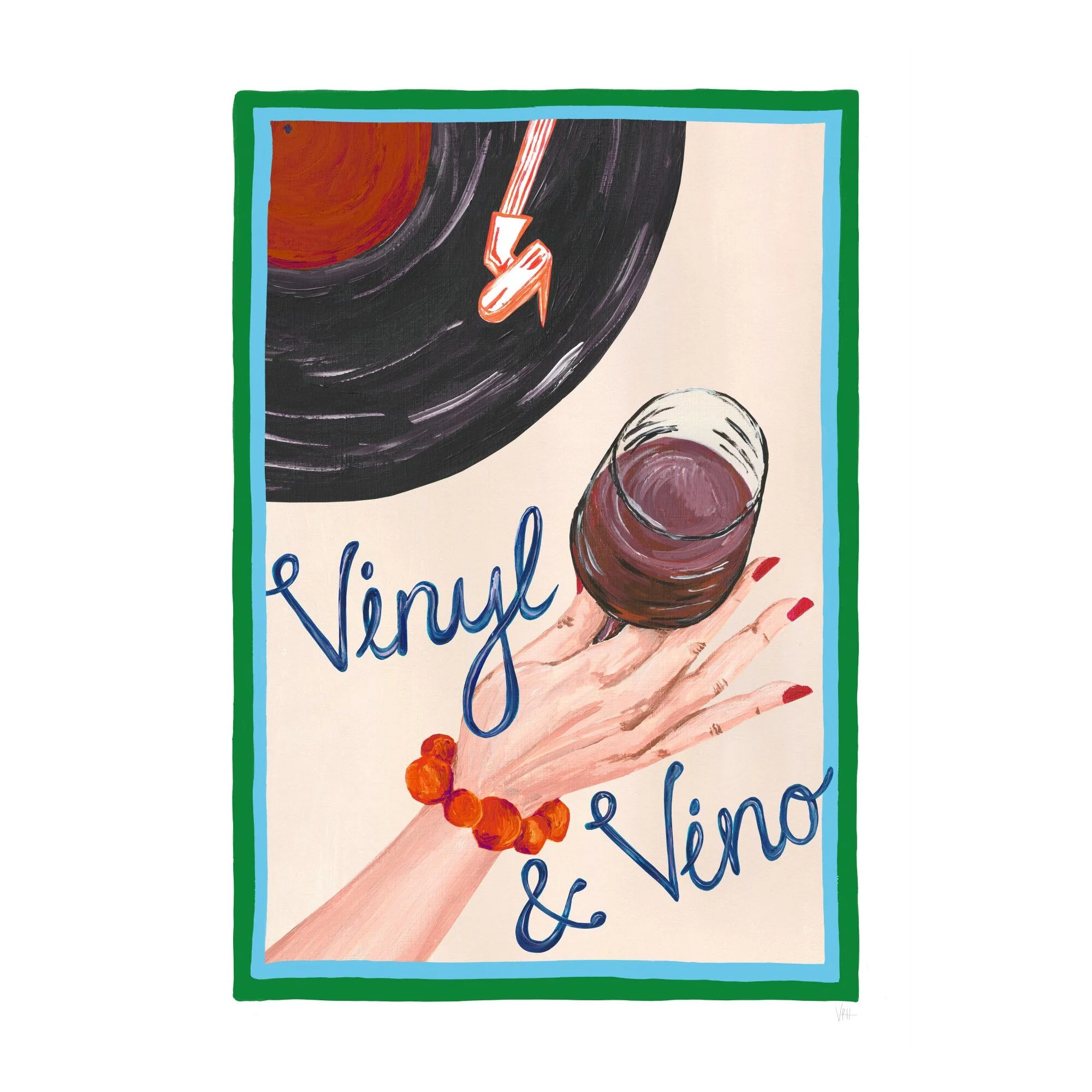 Violets Print House - Vinyl & Vino Blue And Green Music Print - Image 2