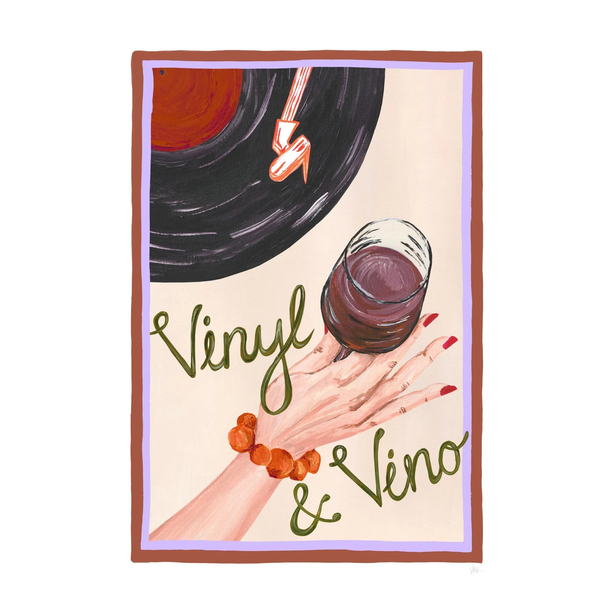 Violets Print House - Vinyl & Vino Purple And Brown Music Print - Image 2