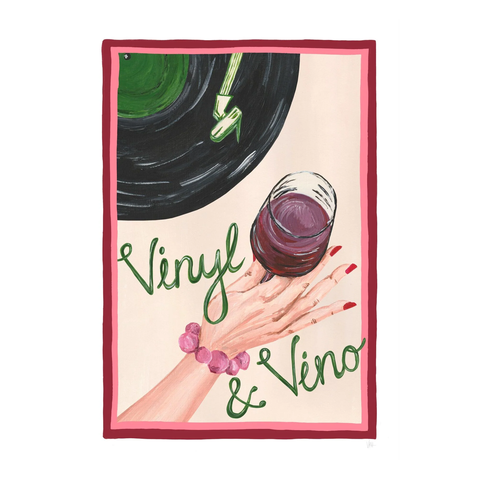 Violets Print House - Vinyl & Vino Red And Green Music Print - Image 2