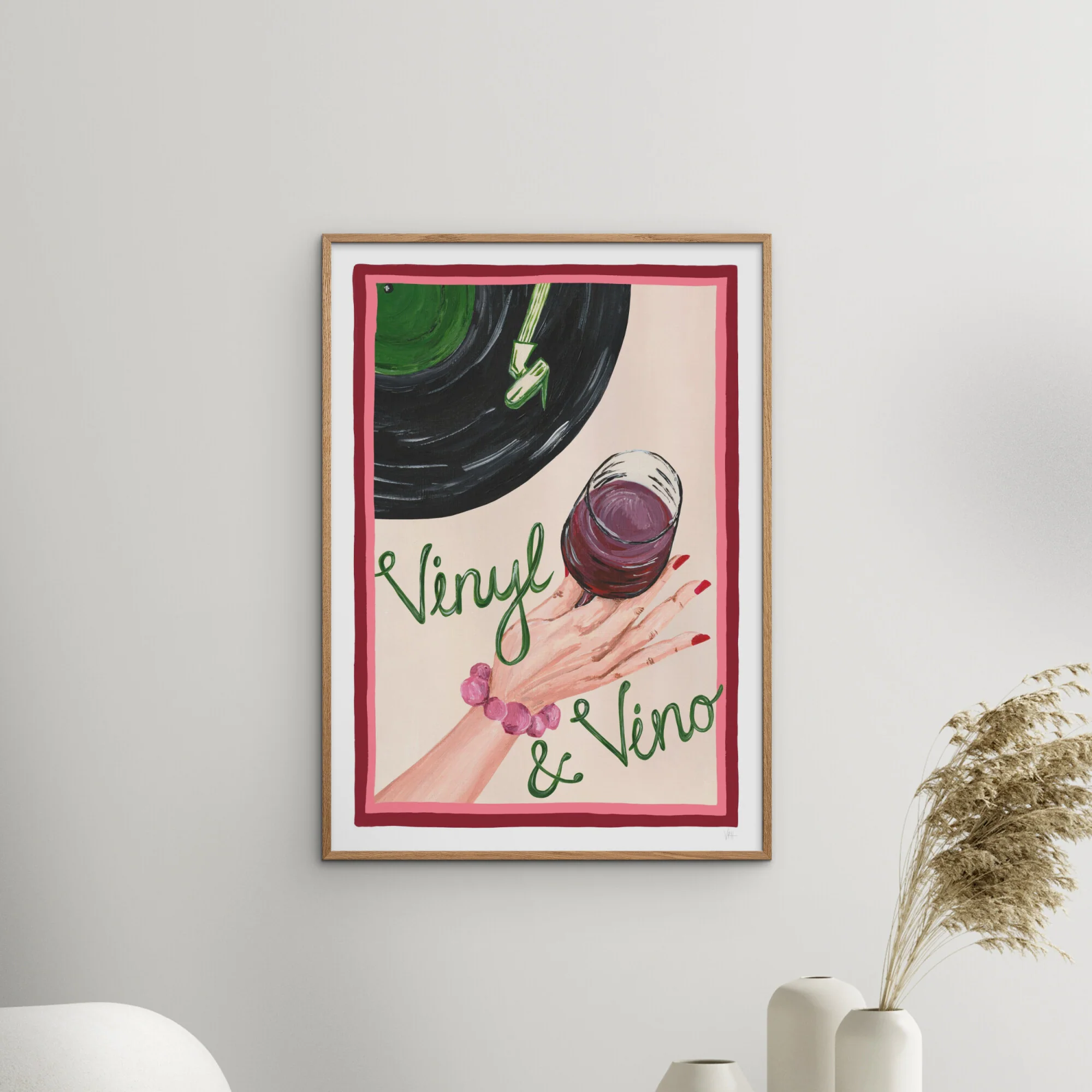 Violets Print House - Vinyl & Vino Red And Green Music Print - Image 4