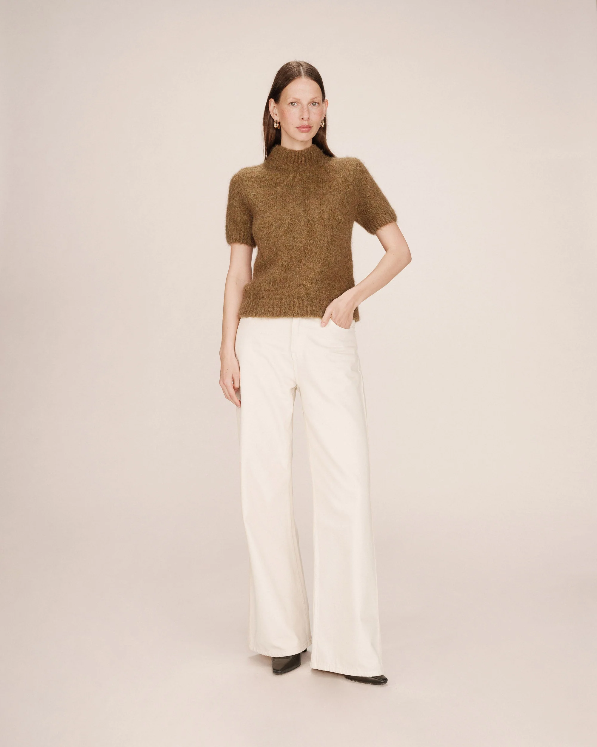 Pull Col Montant Olive Saule - Image 3