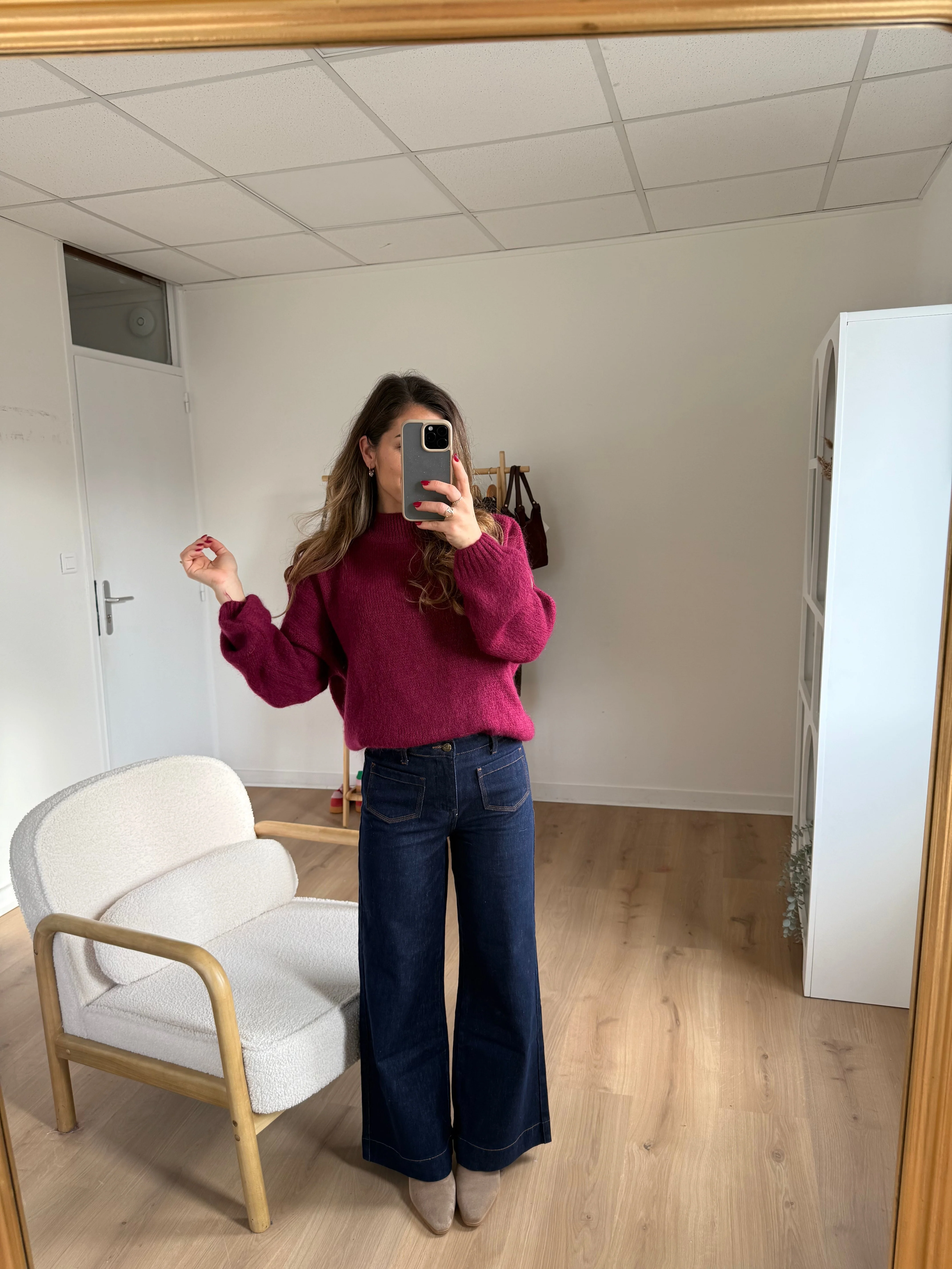 Pull En Maille À Col Rond Hortense Bordeaux - Image 3