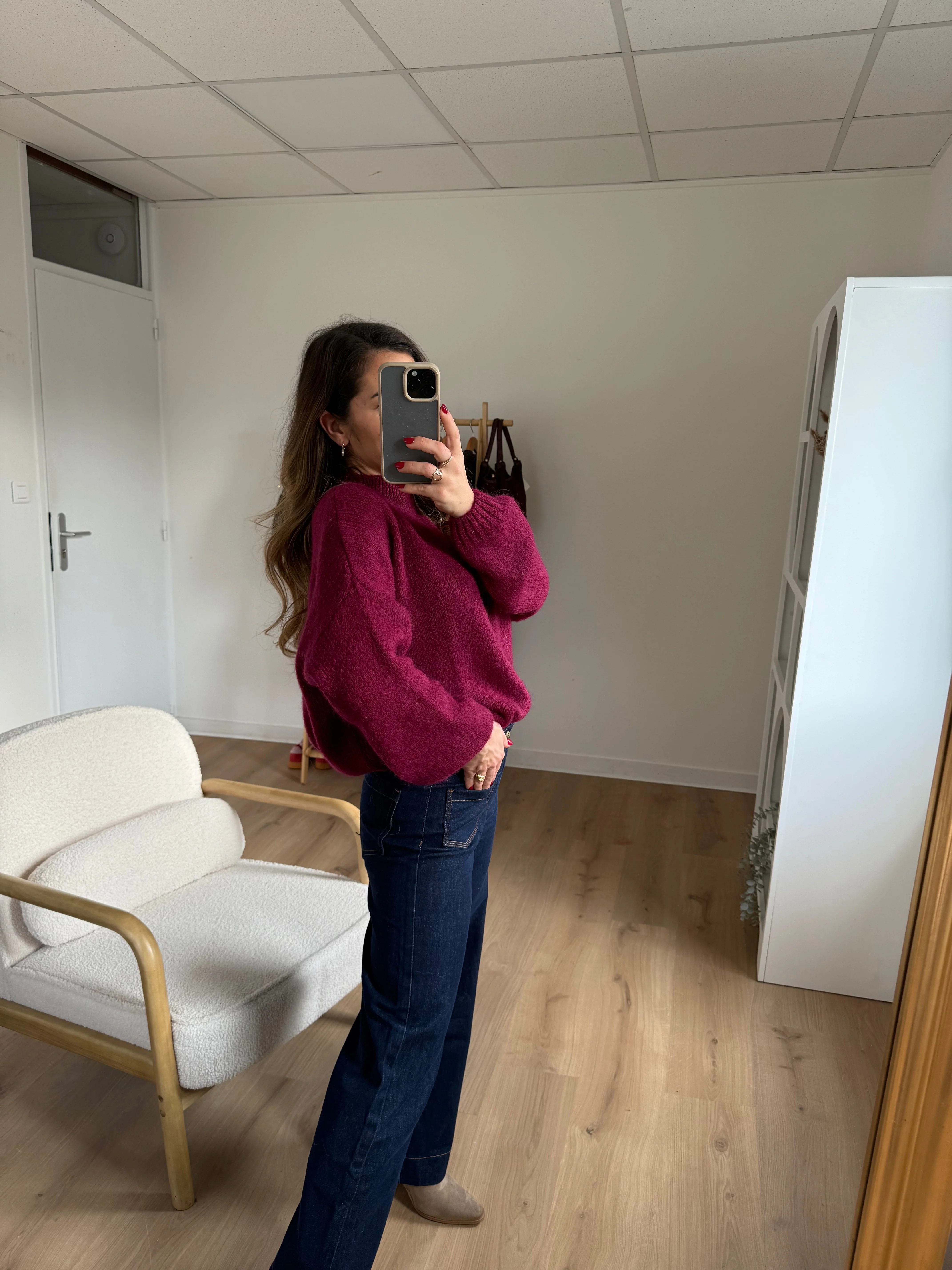 Pull En Maille À Col Rond Hortense Bordeaux - Image 4