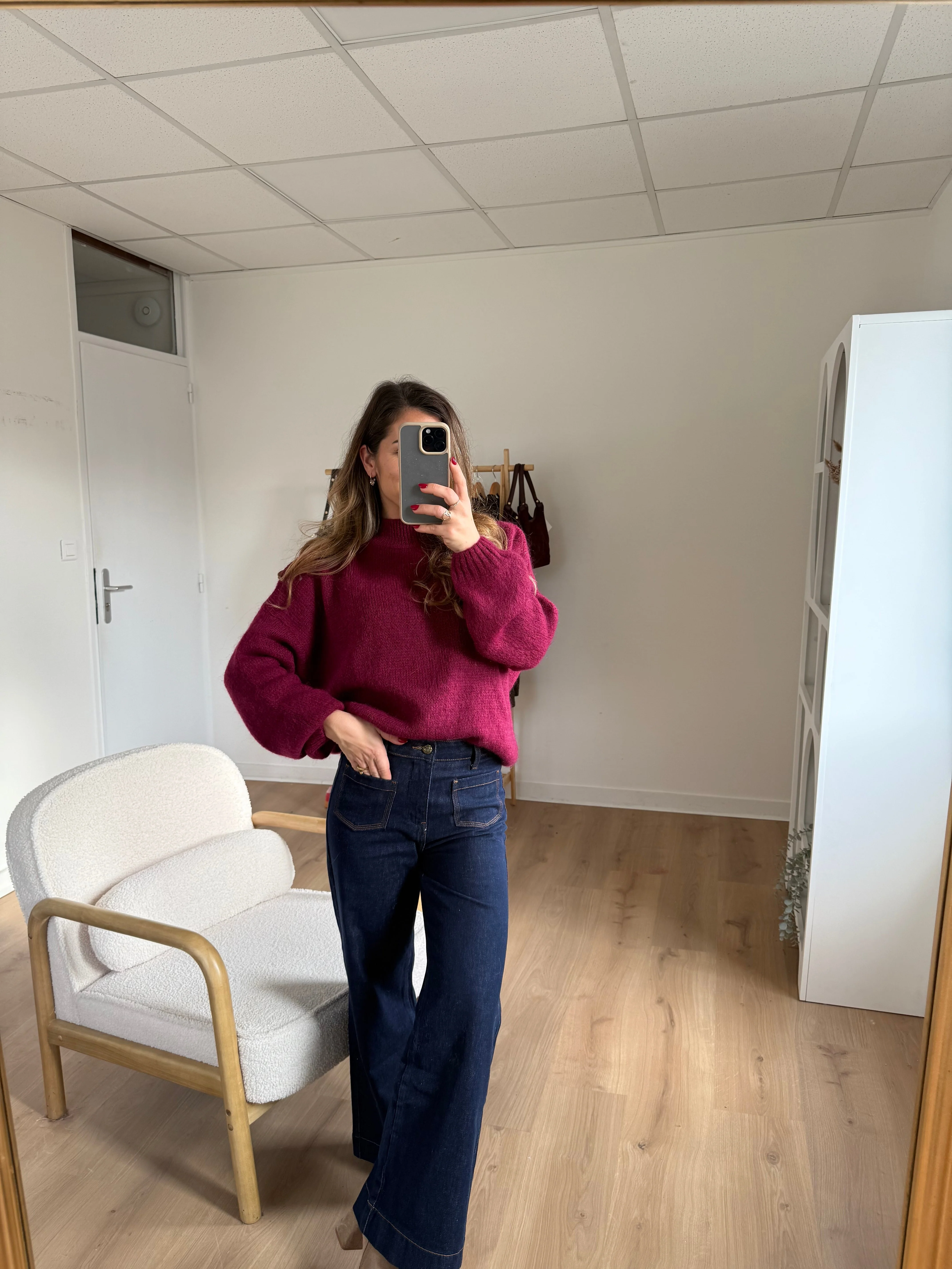 Pull En Maille À Col Rond Hortense Bordeaux - Image 6