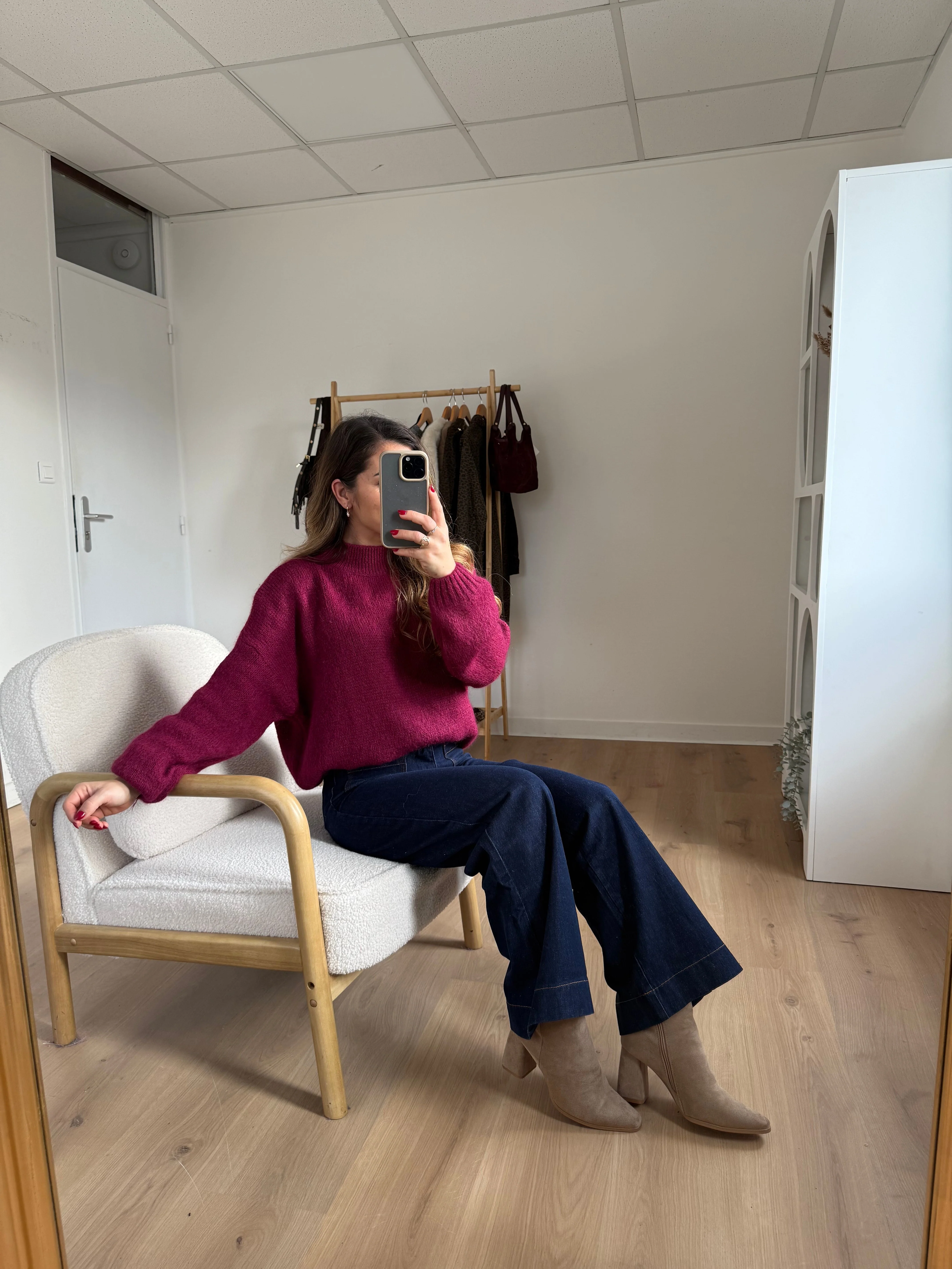 Pull En Maille À Col Rond Hortense Bordeaux - Image 7