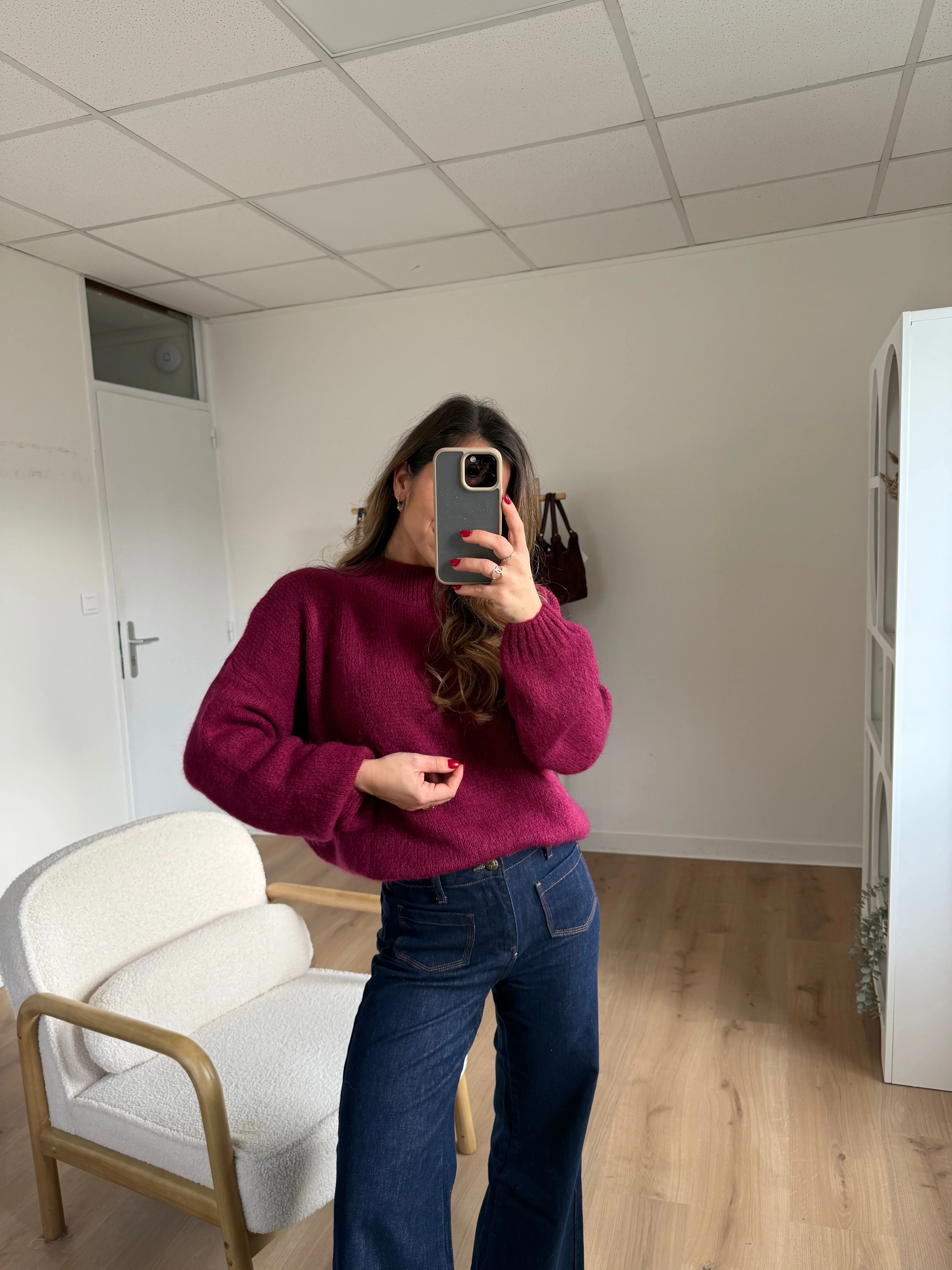 Pull En Maille À Col Rond Hortense Bordeaux - Image 8
