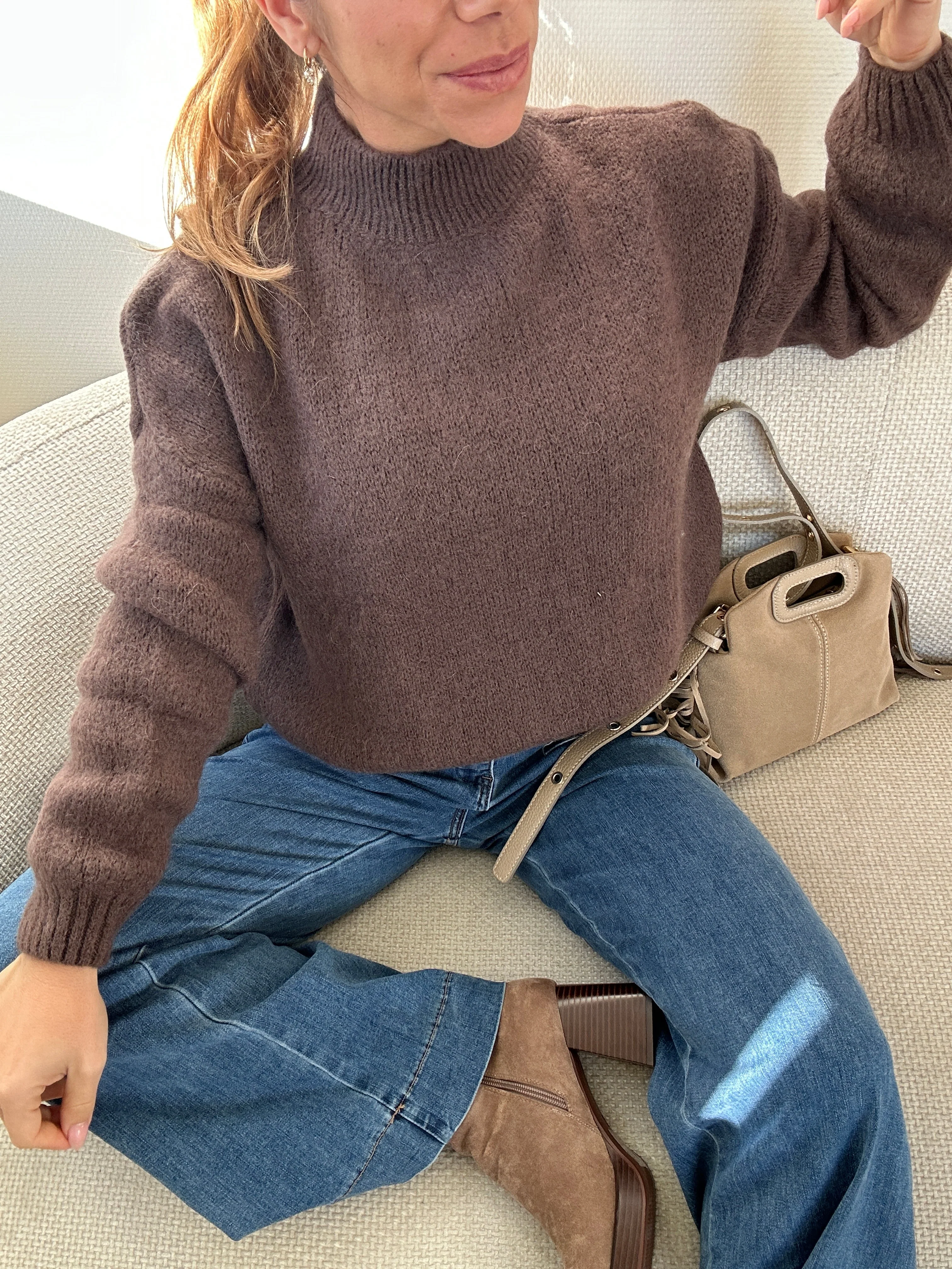 Pull En Maille À Col Rond Hortense Chocolat - Image 2