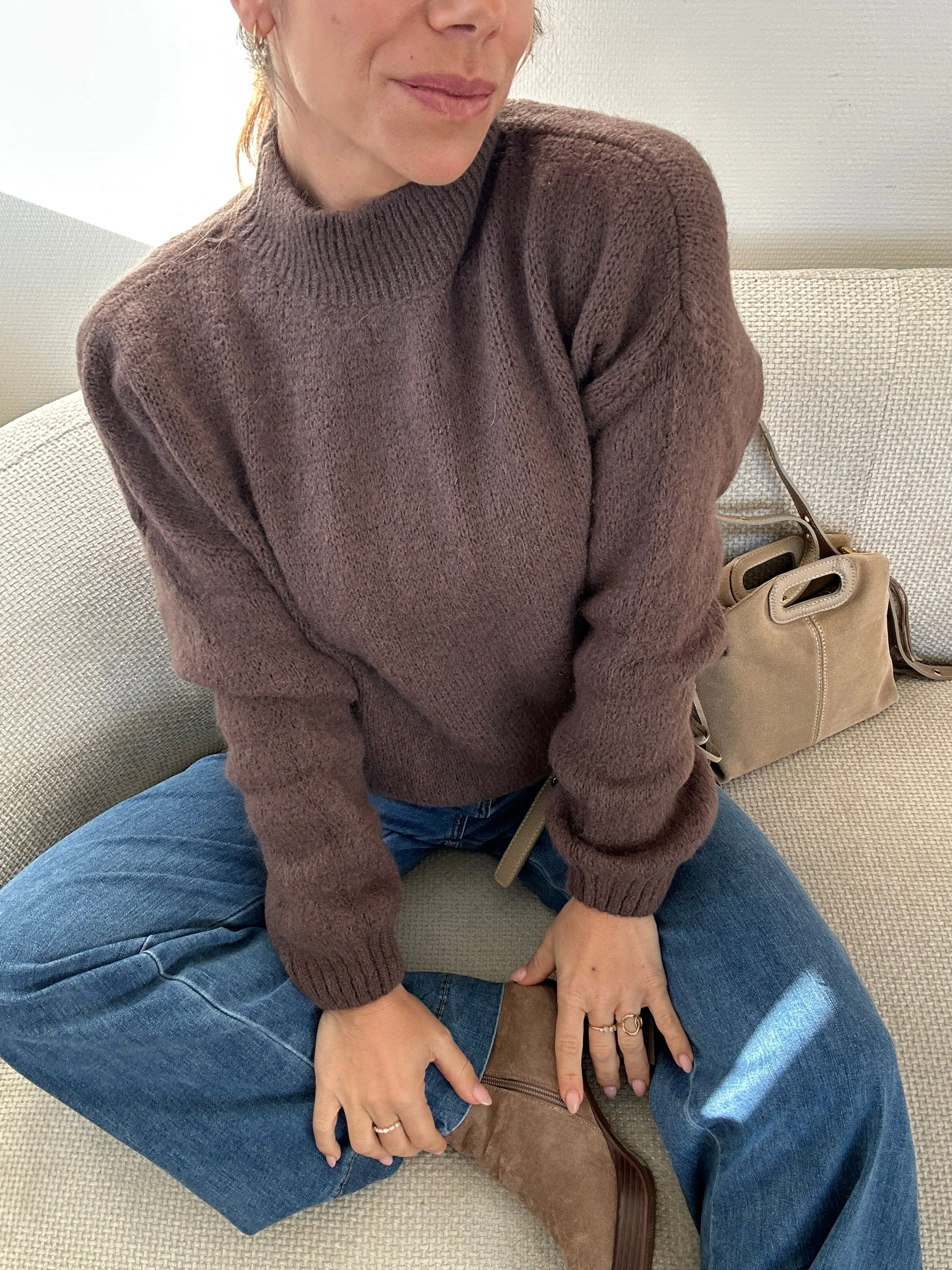 Pull En Maille À Col Rond Hortense Chocolat - Image 3