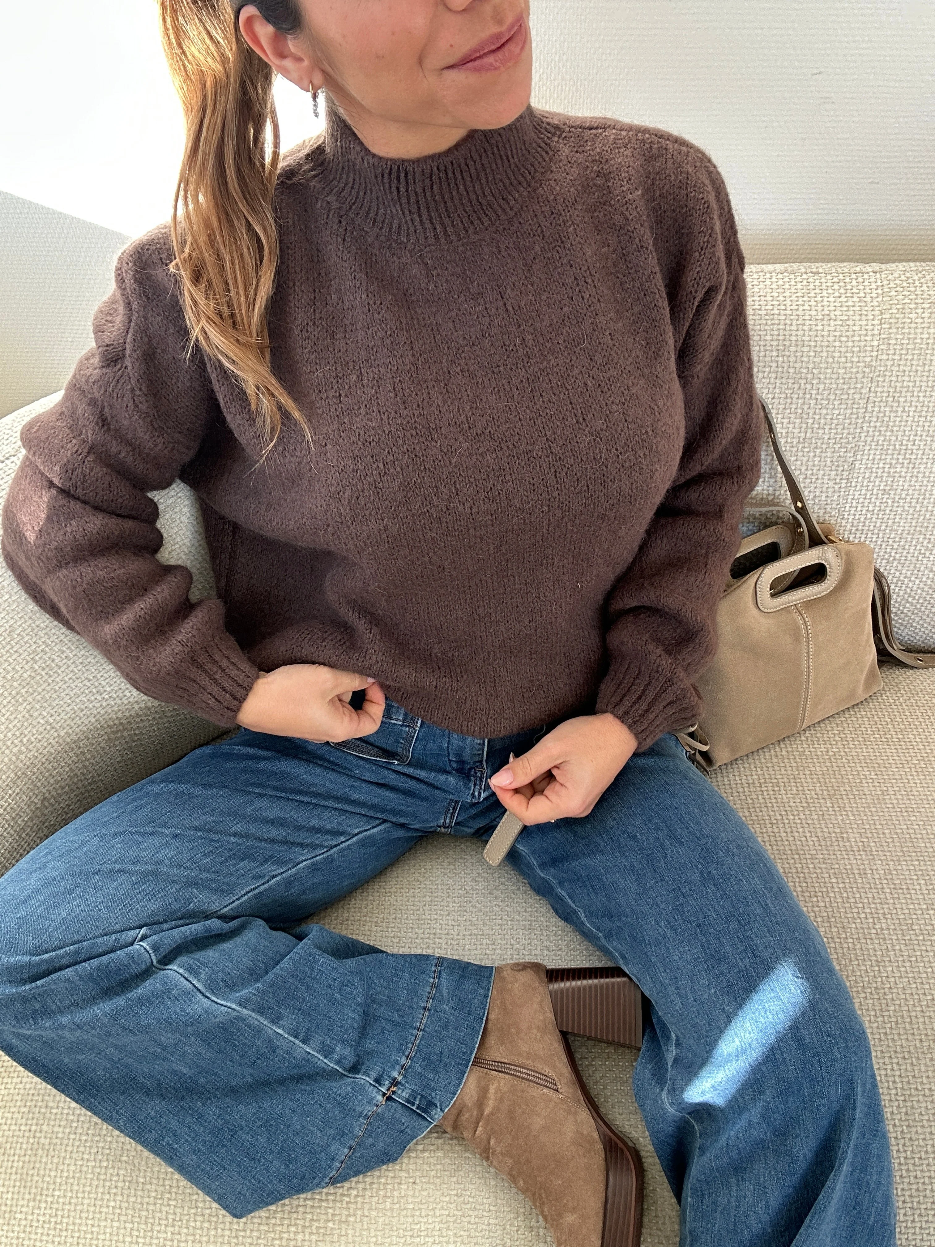 Pull En Maille À Col Rond Hortense Chocolat - Image 5