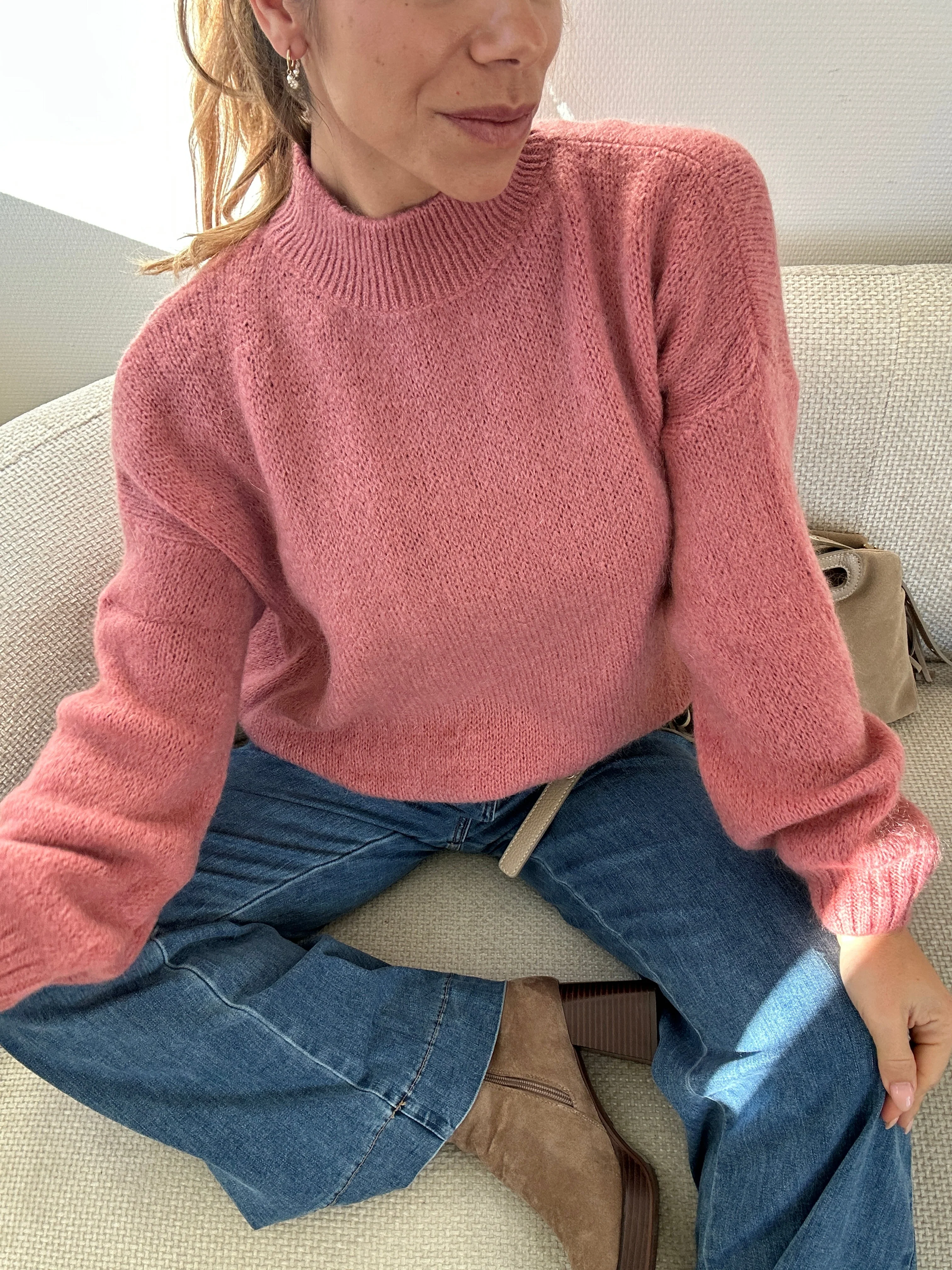 Pull En Maille À Col Rond Hortense Vieux Rose - Image 3