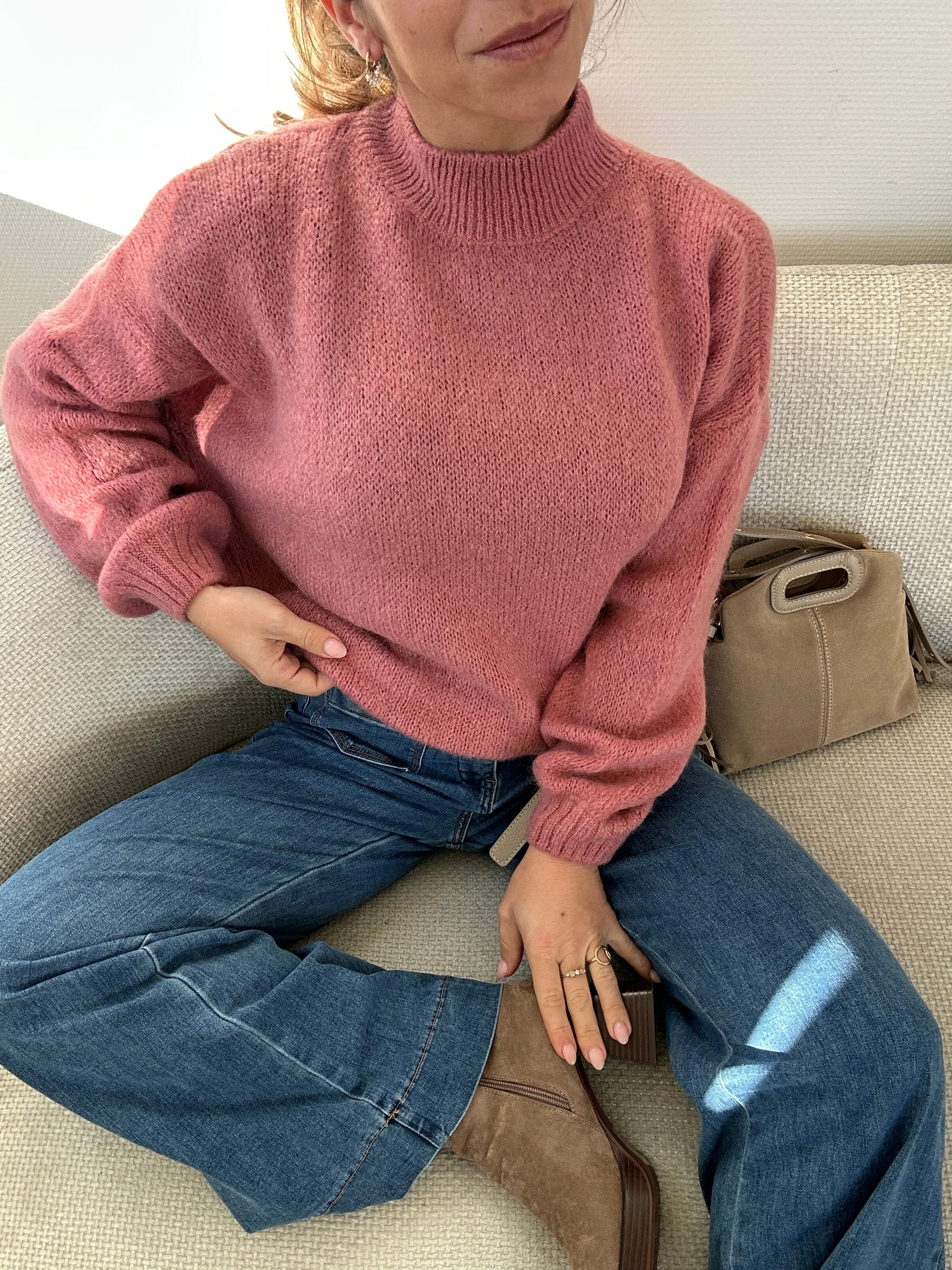 Pull En Maille À Col Rond Hortense Vieux Rose - Image 4