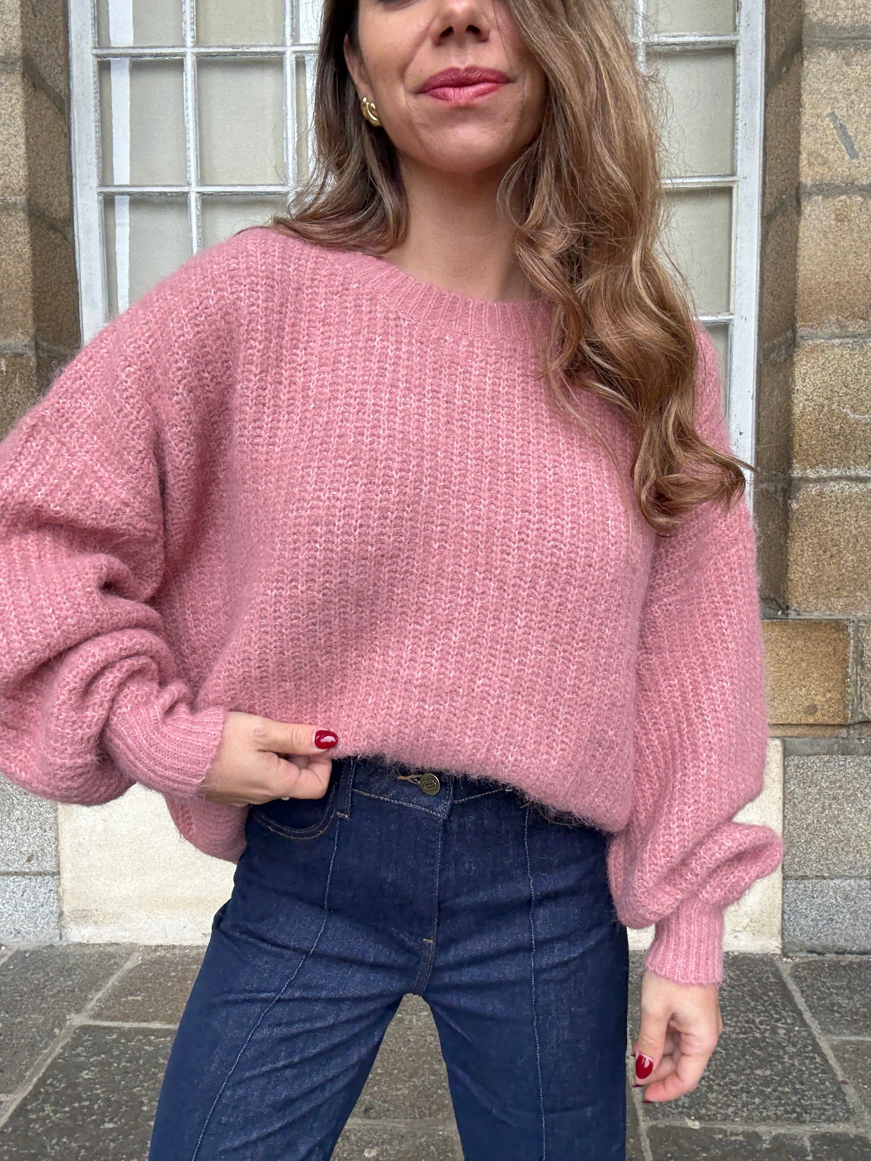 Pull En Maille Jade Vieux Rose - Image 3