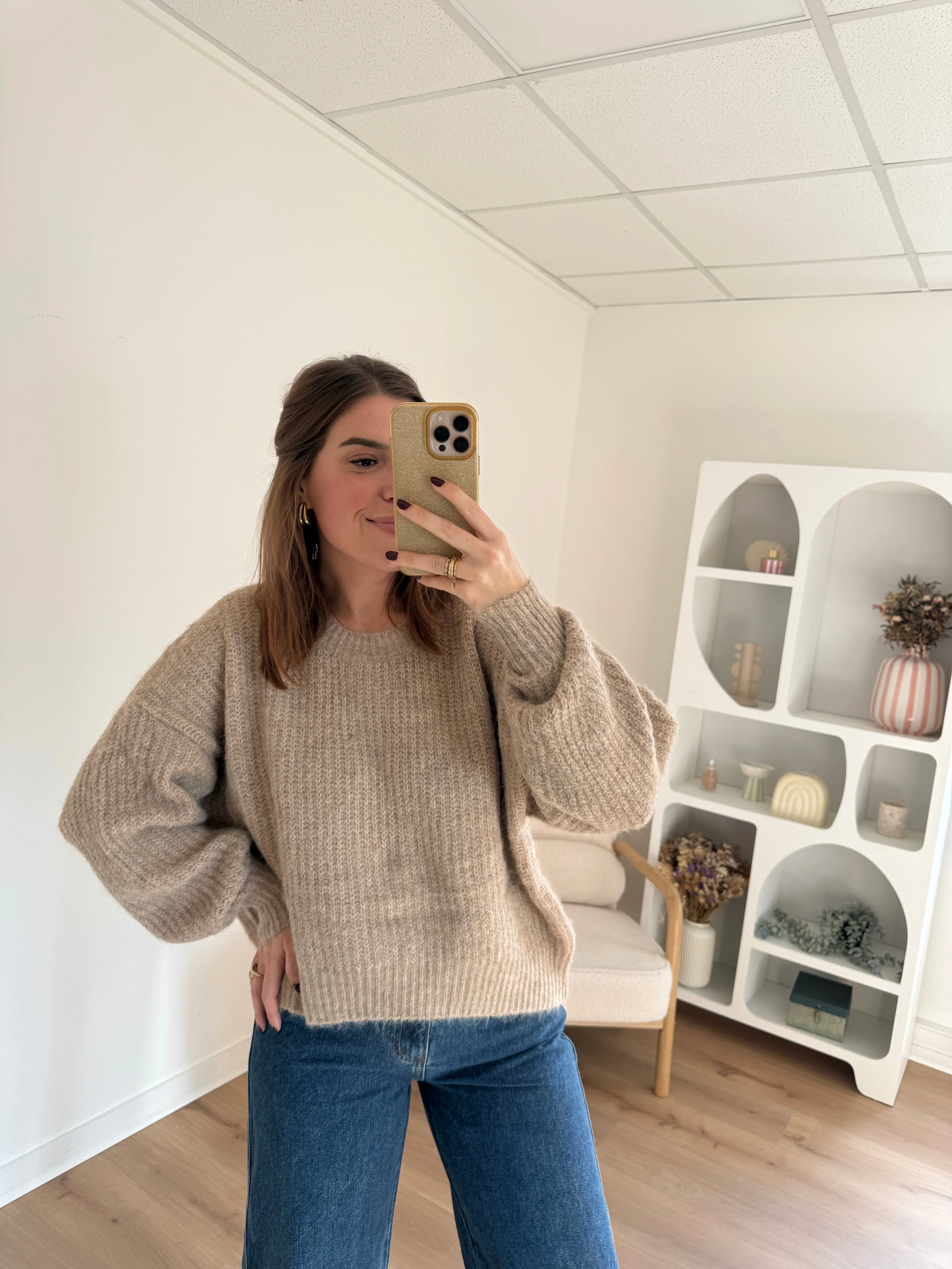 Pull En Maille Jade Taupe - Image 2