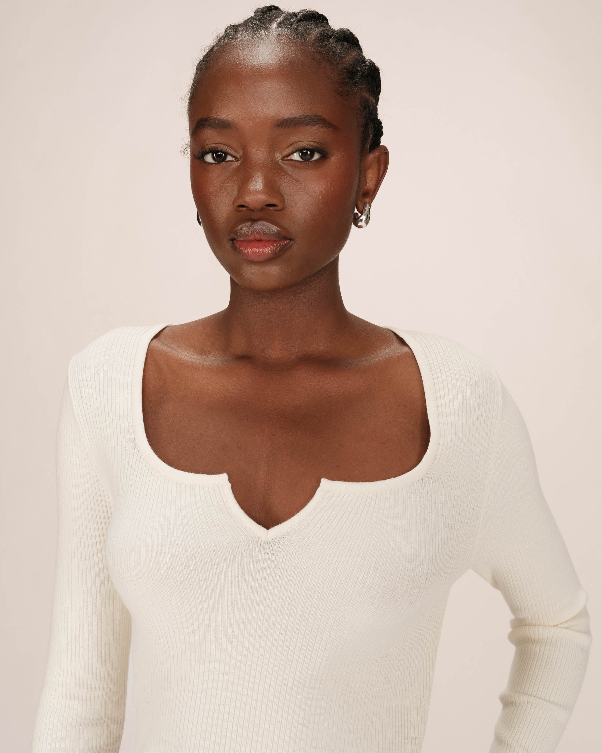 Pull Encolure Fendue Ecru Salem - Image 2