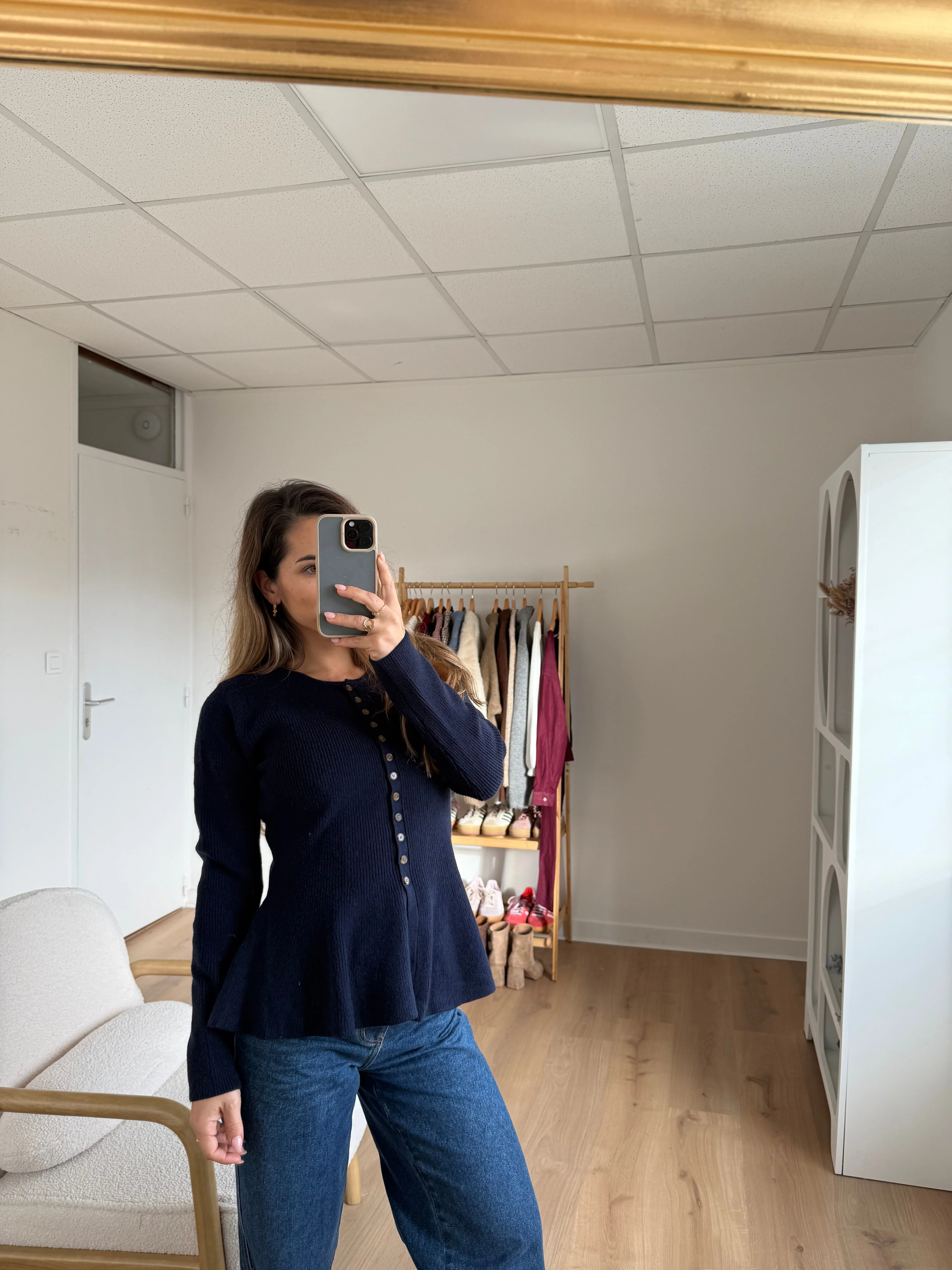 Pull Fin Péplum Albane Bleu Marine - Image 4