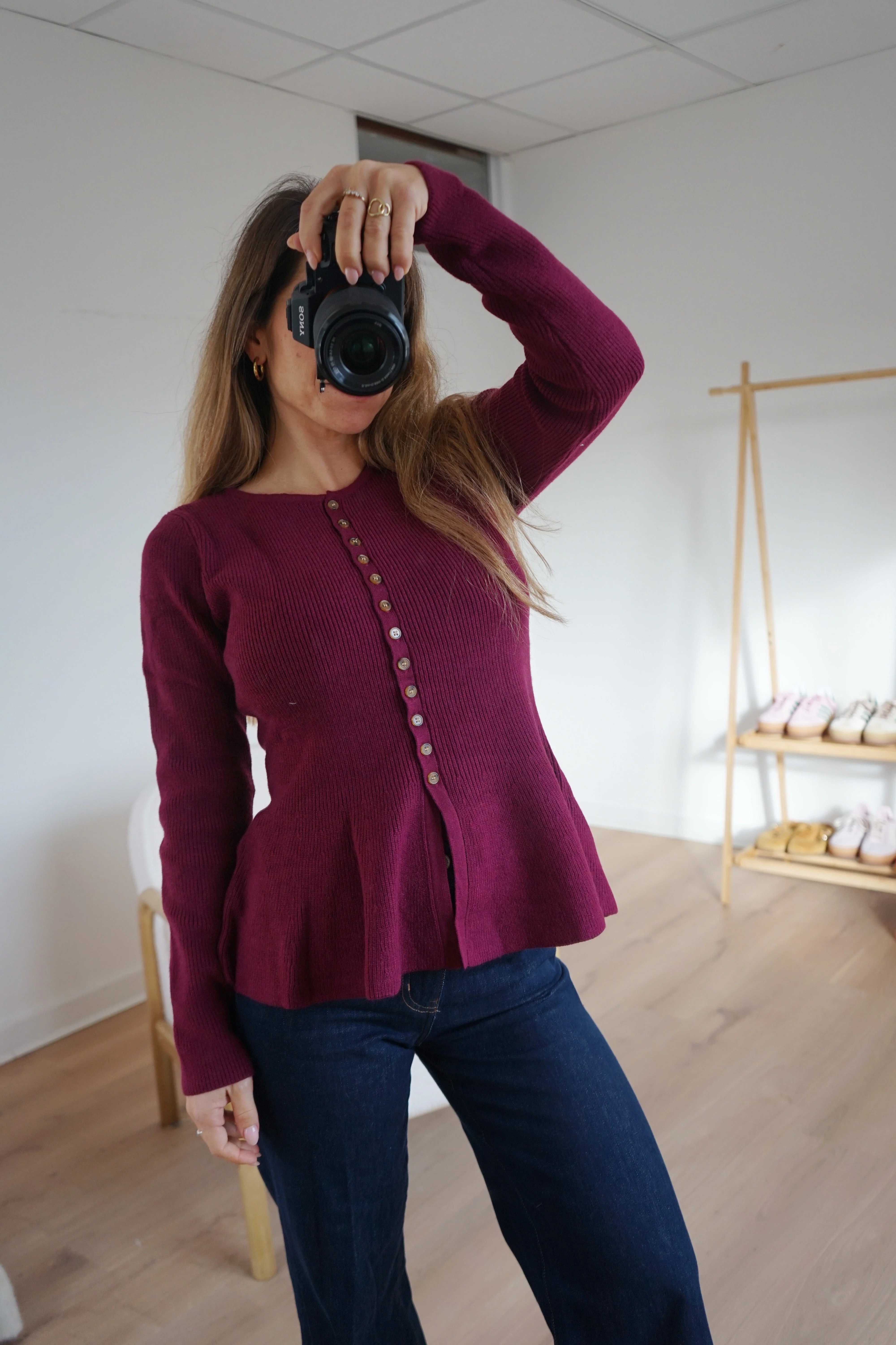 Pull Fin Péplum Albane Bordeaux - Image 10
