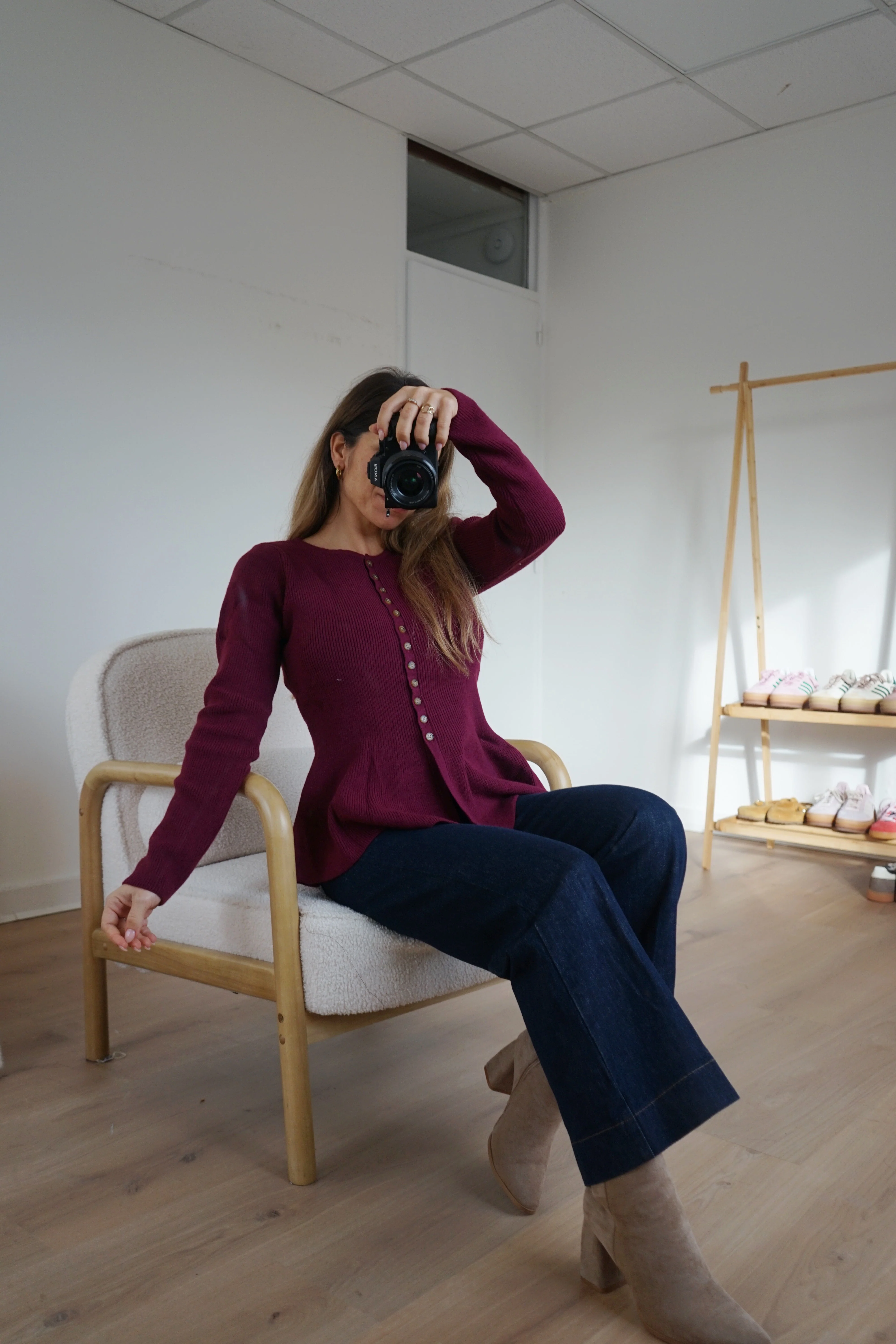 Pull Fin Péplum Albane Bordeaux - Image 11