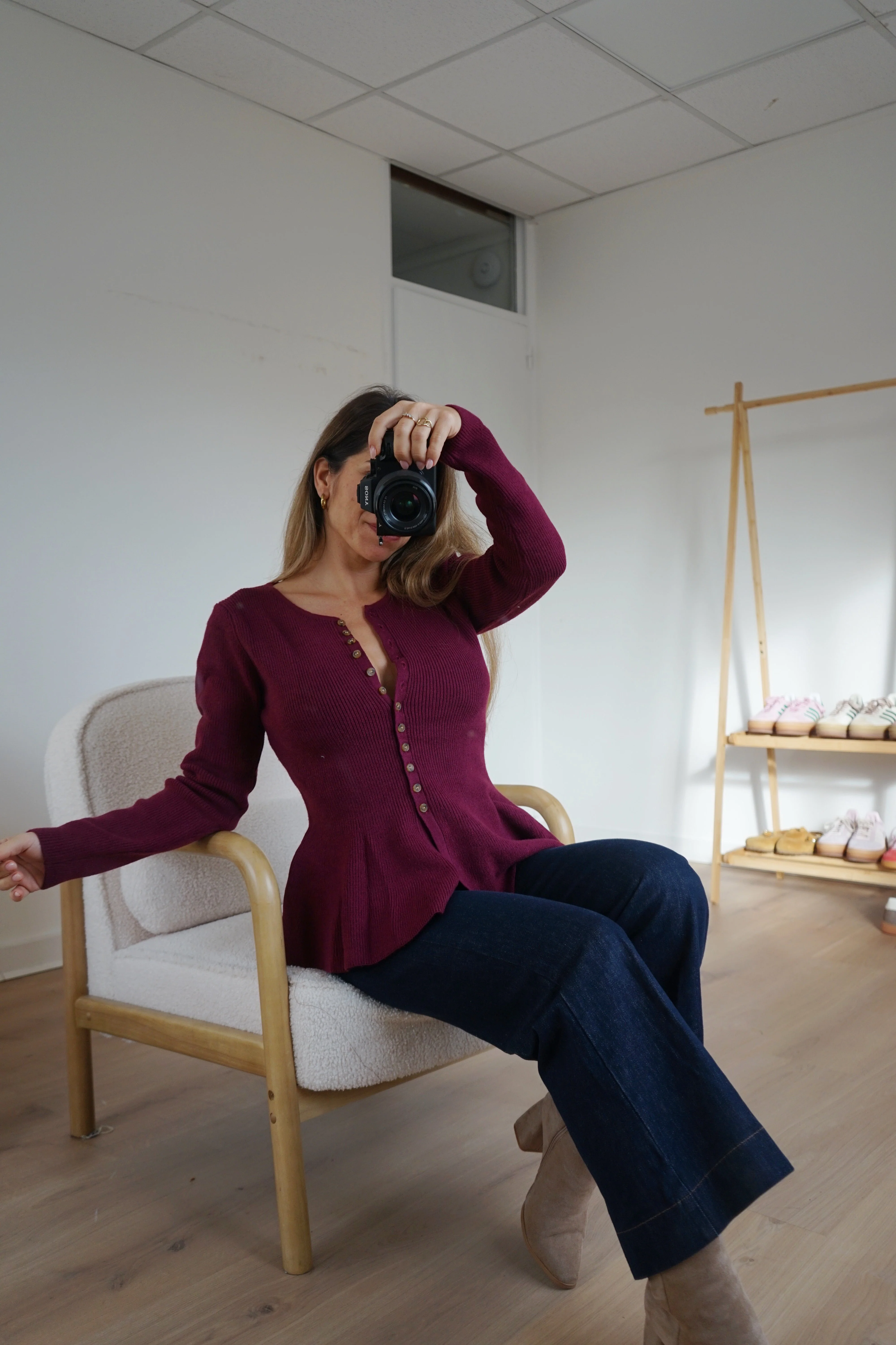 Pull Fin Péplum Albane Bordeaux - Image 12