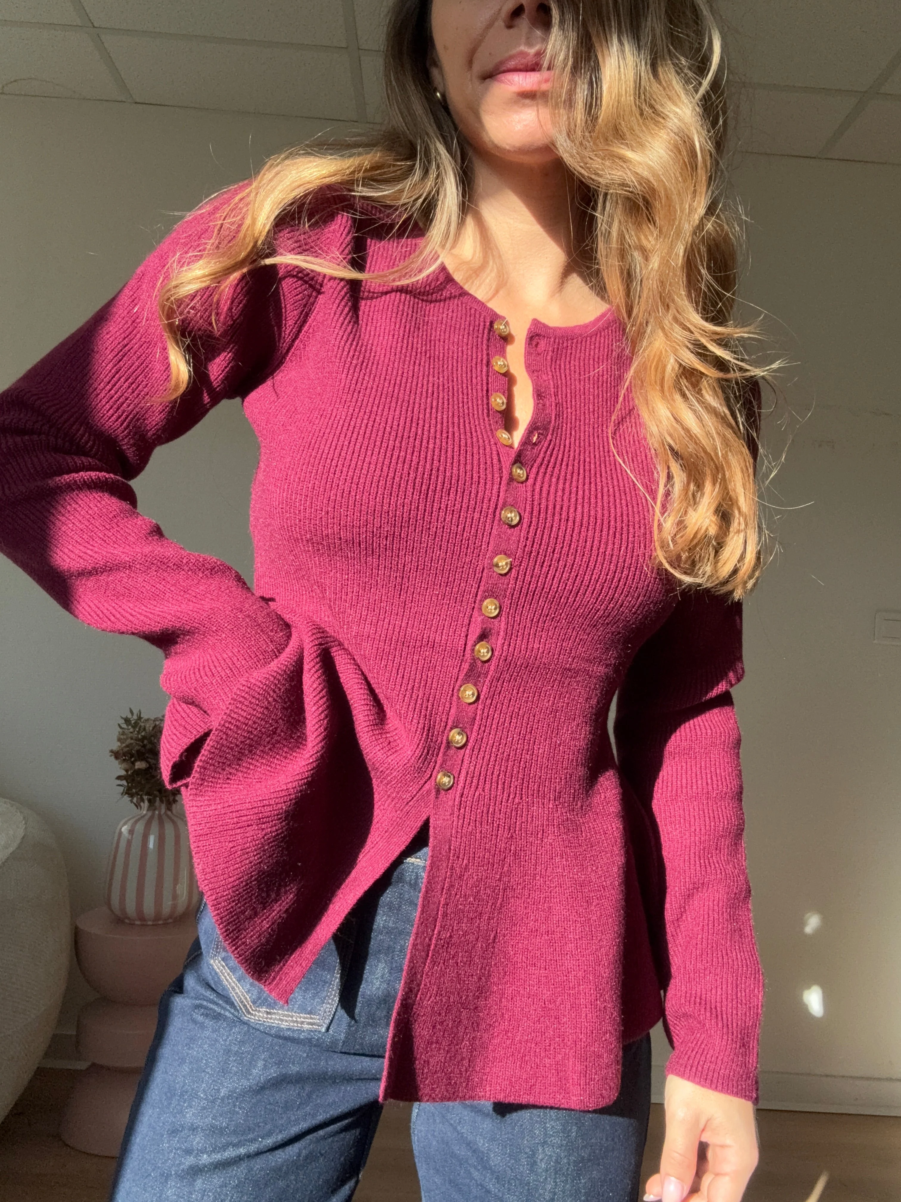 Pull Fin Péplum Albane Bordeaux - Image 13
