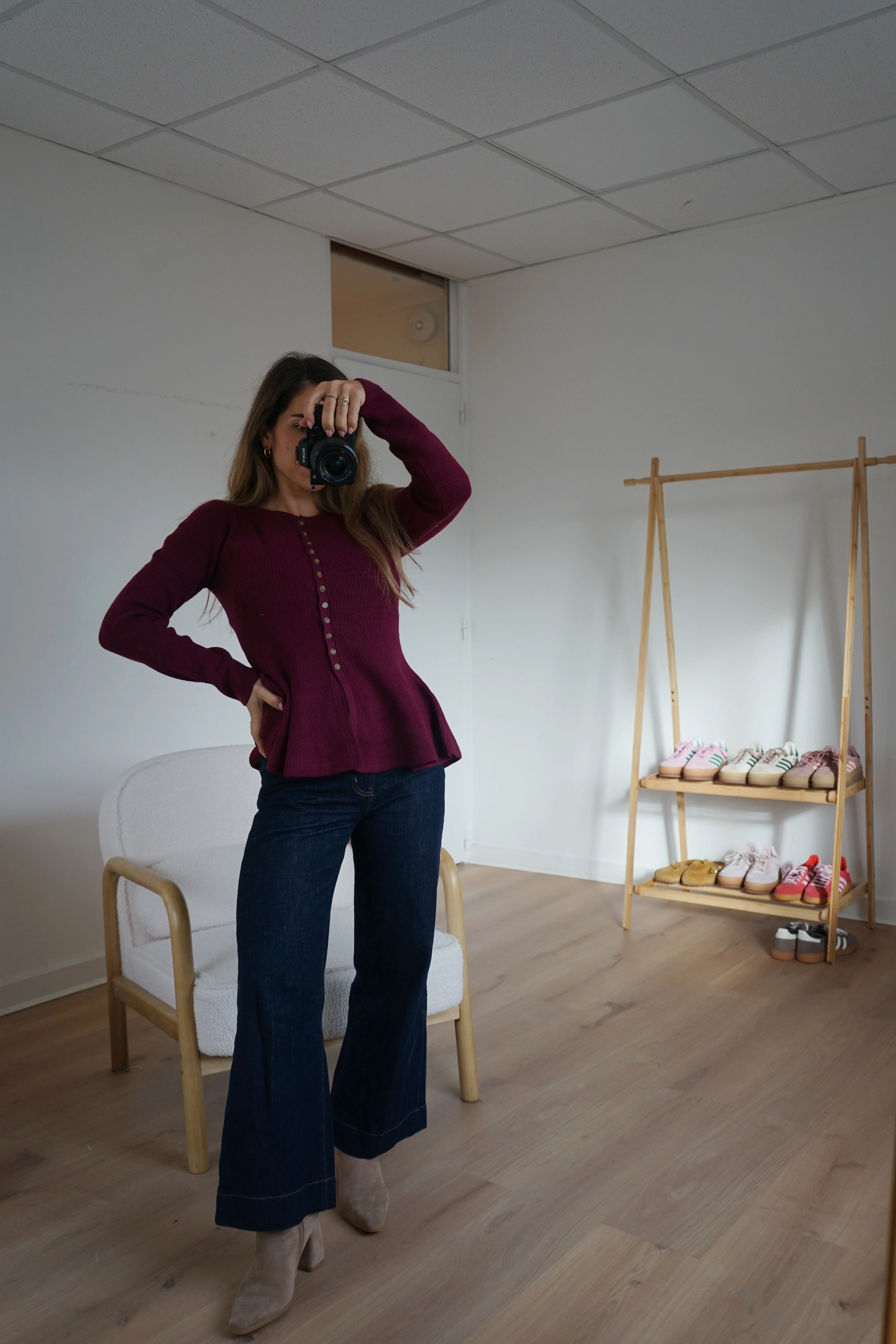 Pull Fin Péplum Albane Bordeaux - Image 3
