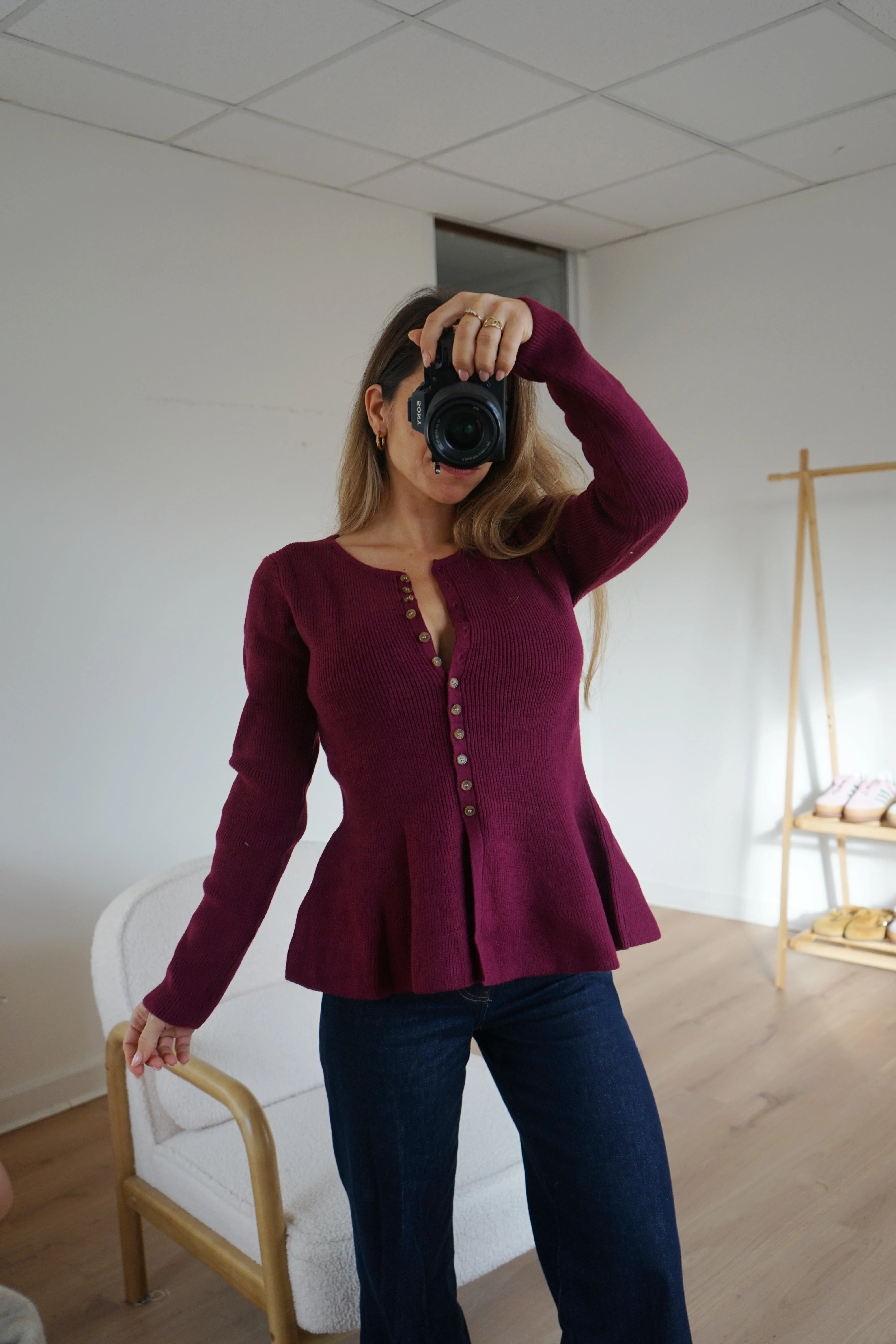 Pull Fin Péplum Albane Bordeaux - Image 5